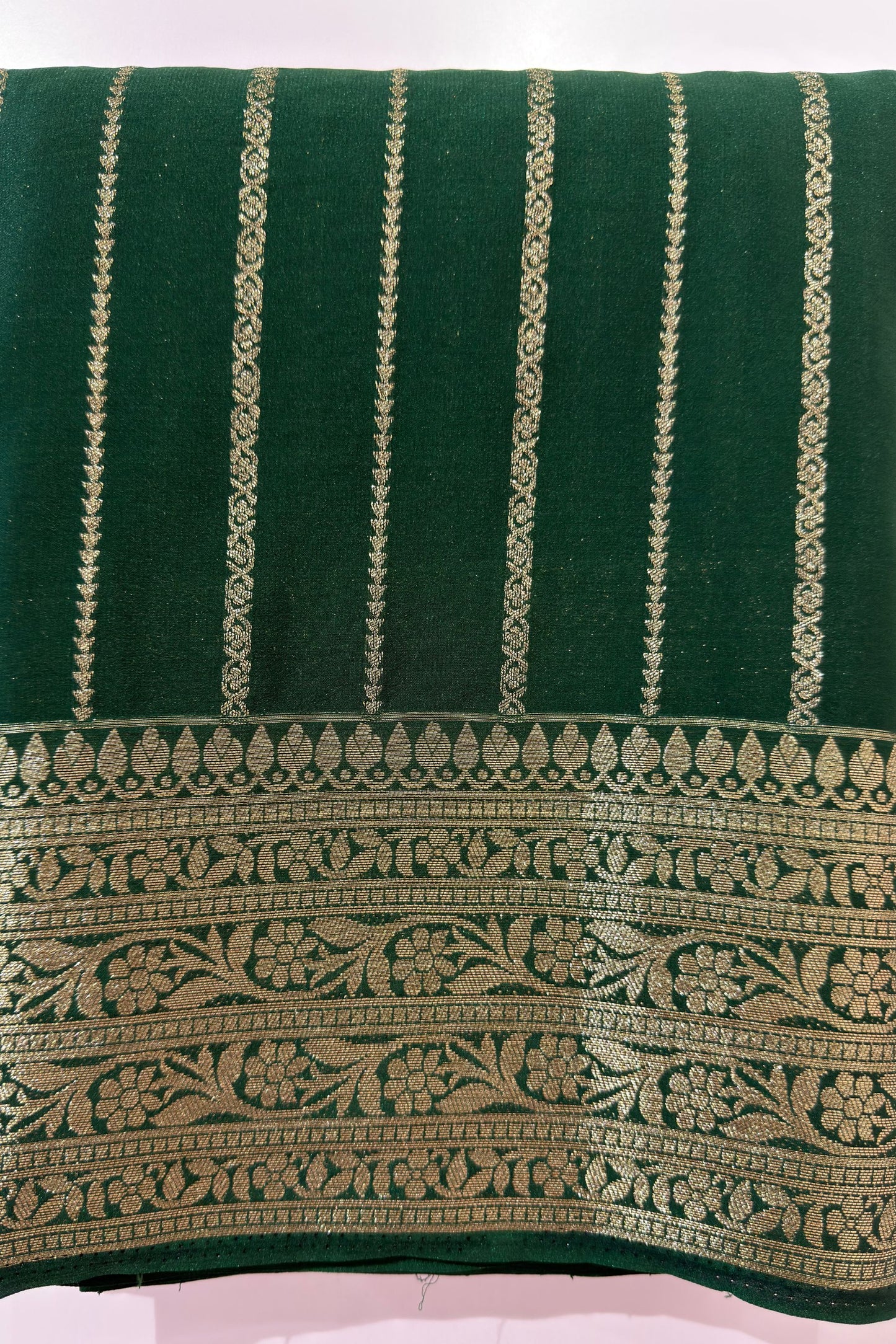 Navy blue crepe saree with stripes