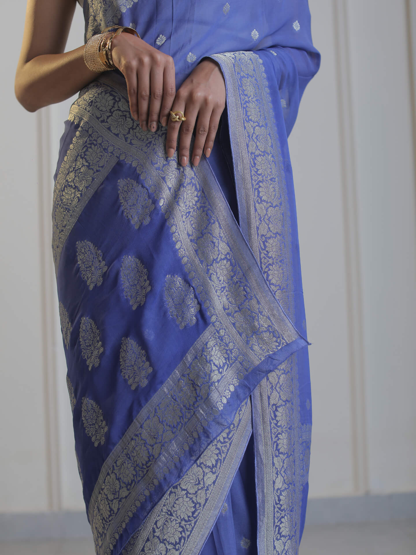 SARANG- BLUE SATIN SAREE