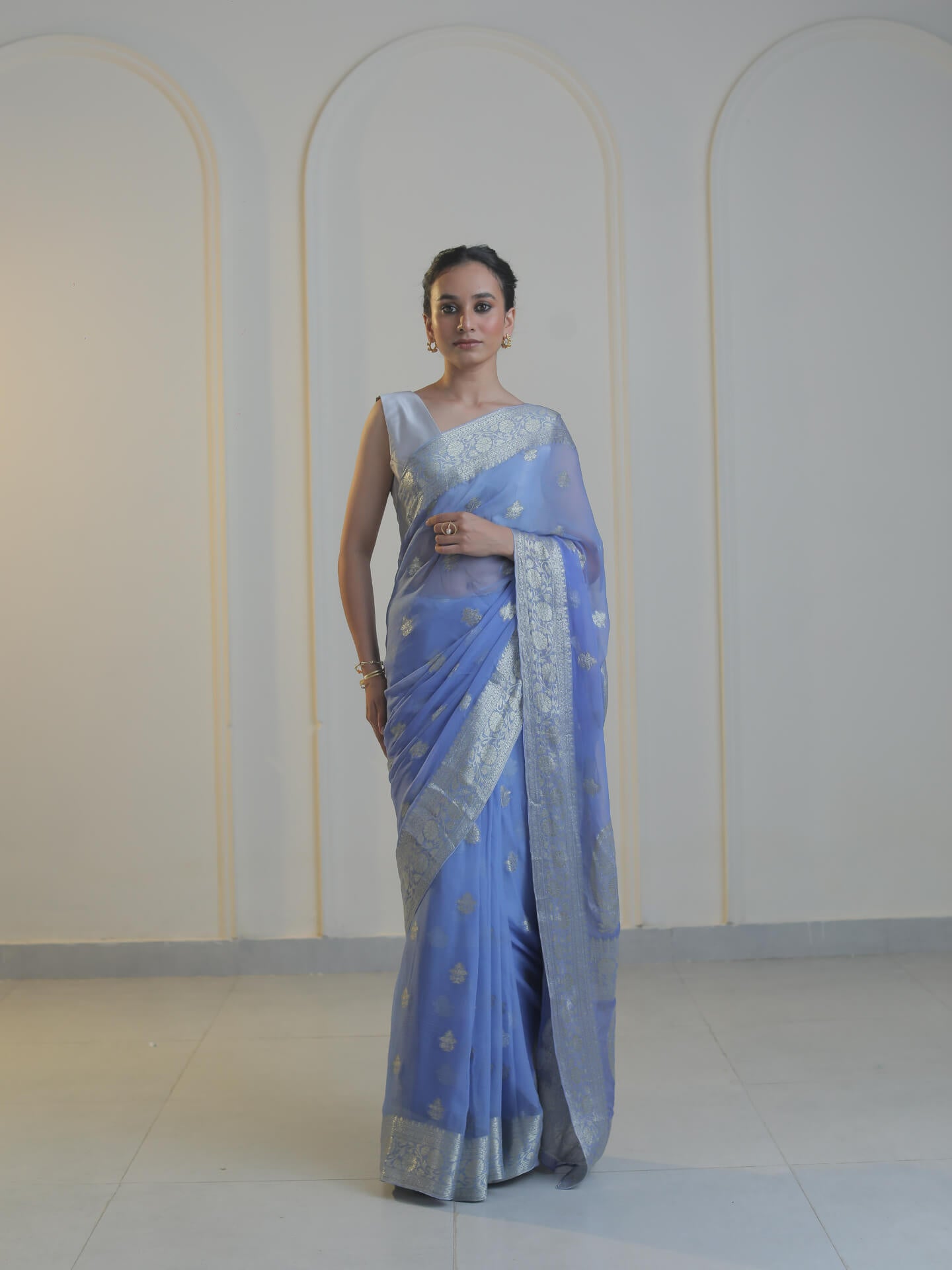 RAABTA- BLUISH PURPLE CHIFFON SAREE