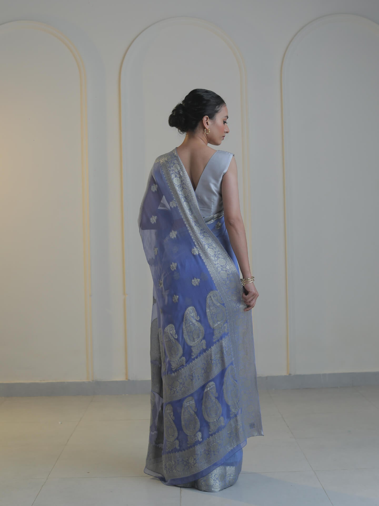 RAABTA- BLUISH PURPLE CHIFFON SAREE