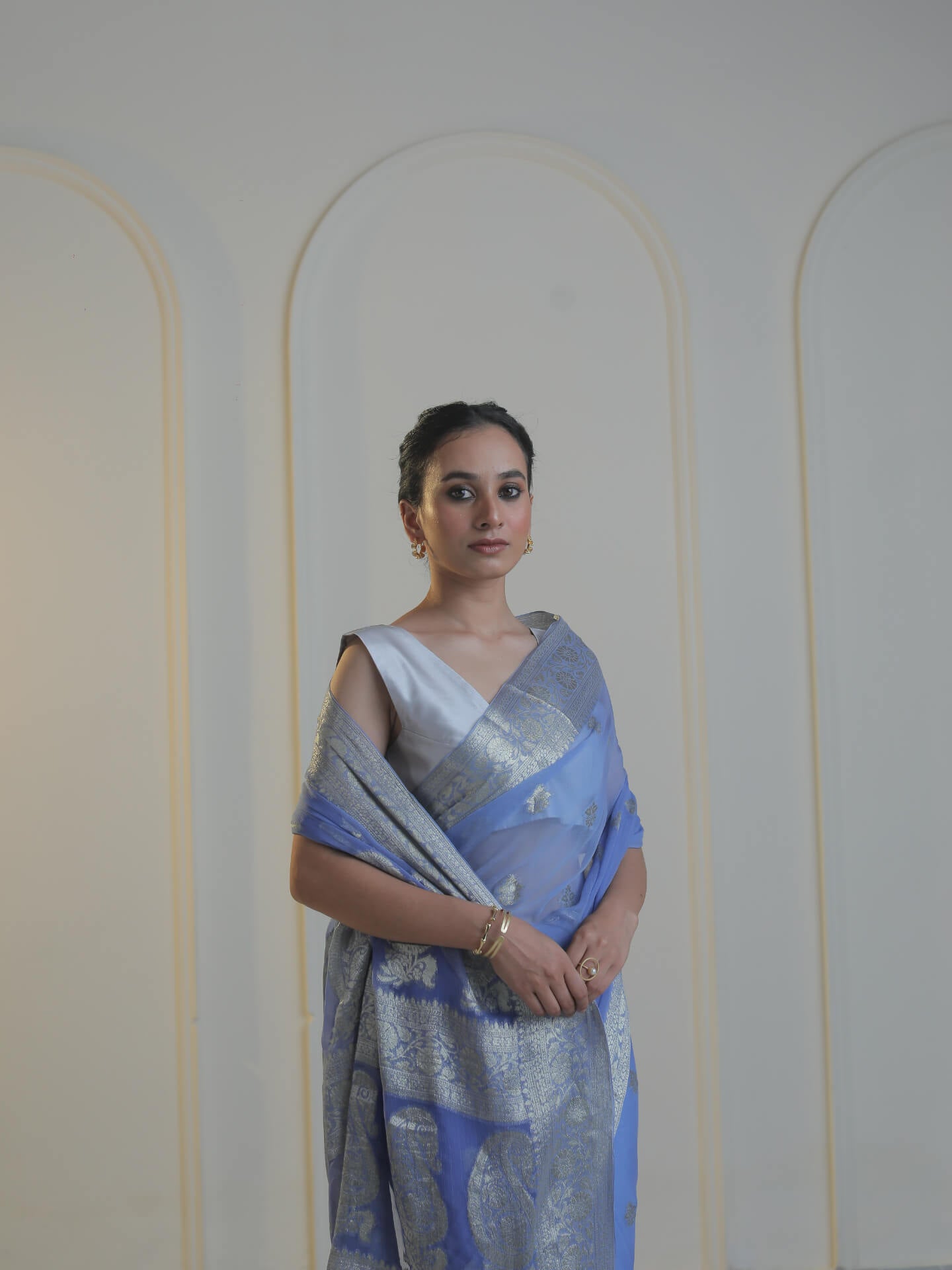 RAABTA- BLUISH PURPLE CHIFFON SAREE
