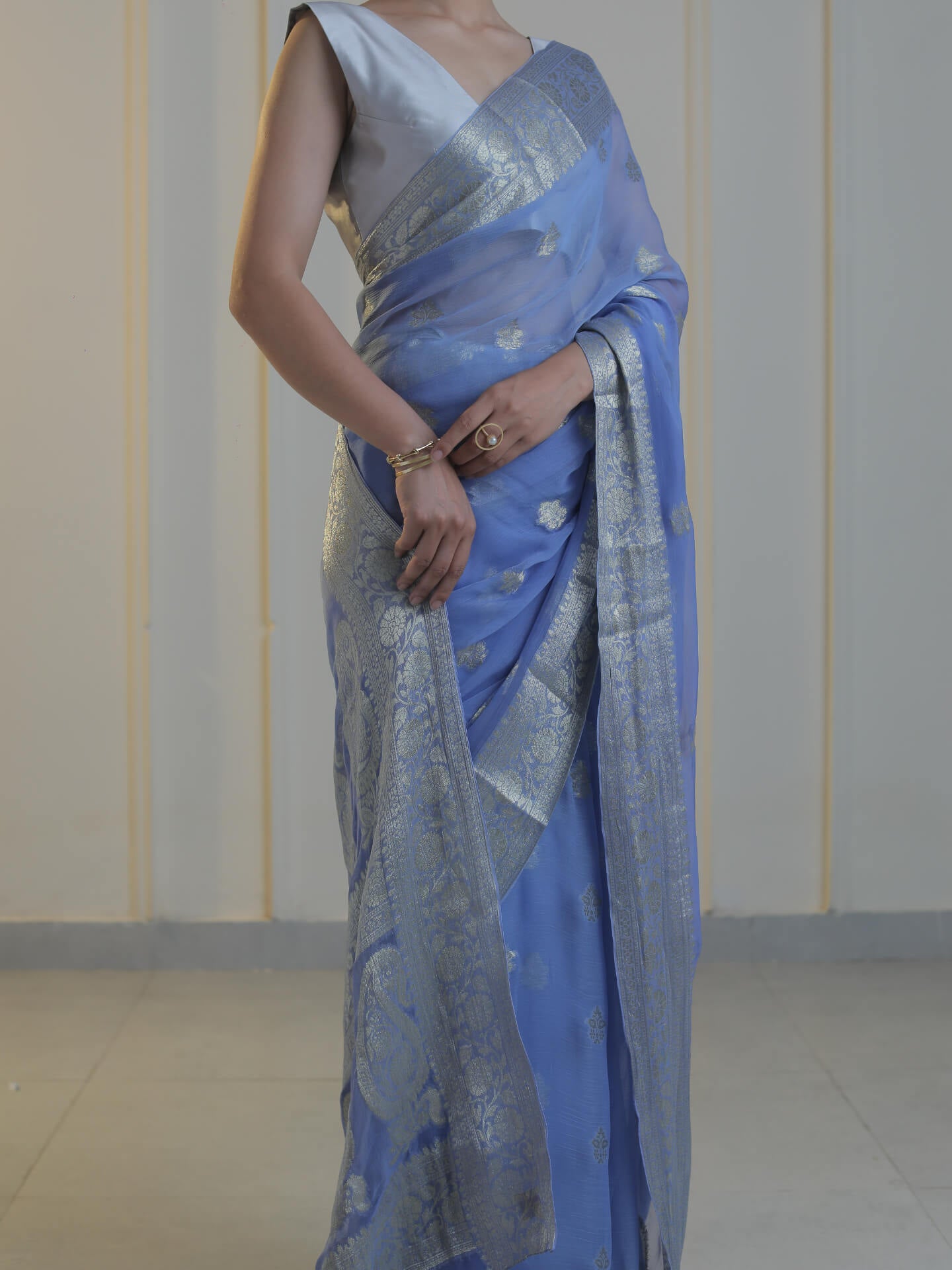 RAABTA- BLUISH PURPLE CHIFFON SAREE