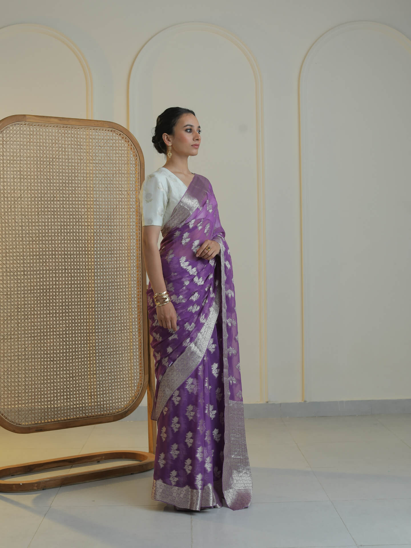 ZIBA- PURPLE CHIFFON SAREE