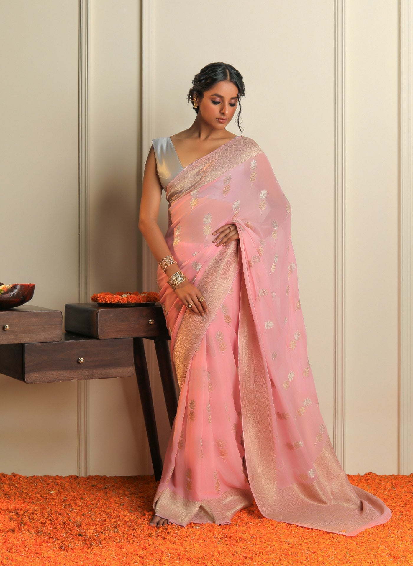 SANGAM - PINK GEORGETTE SAREE