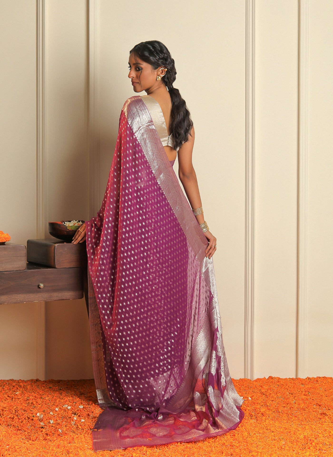 SHADMANI - PURPLE CHIFFON SAREE