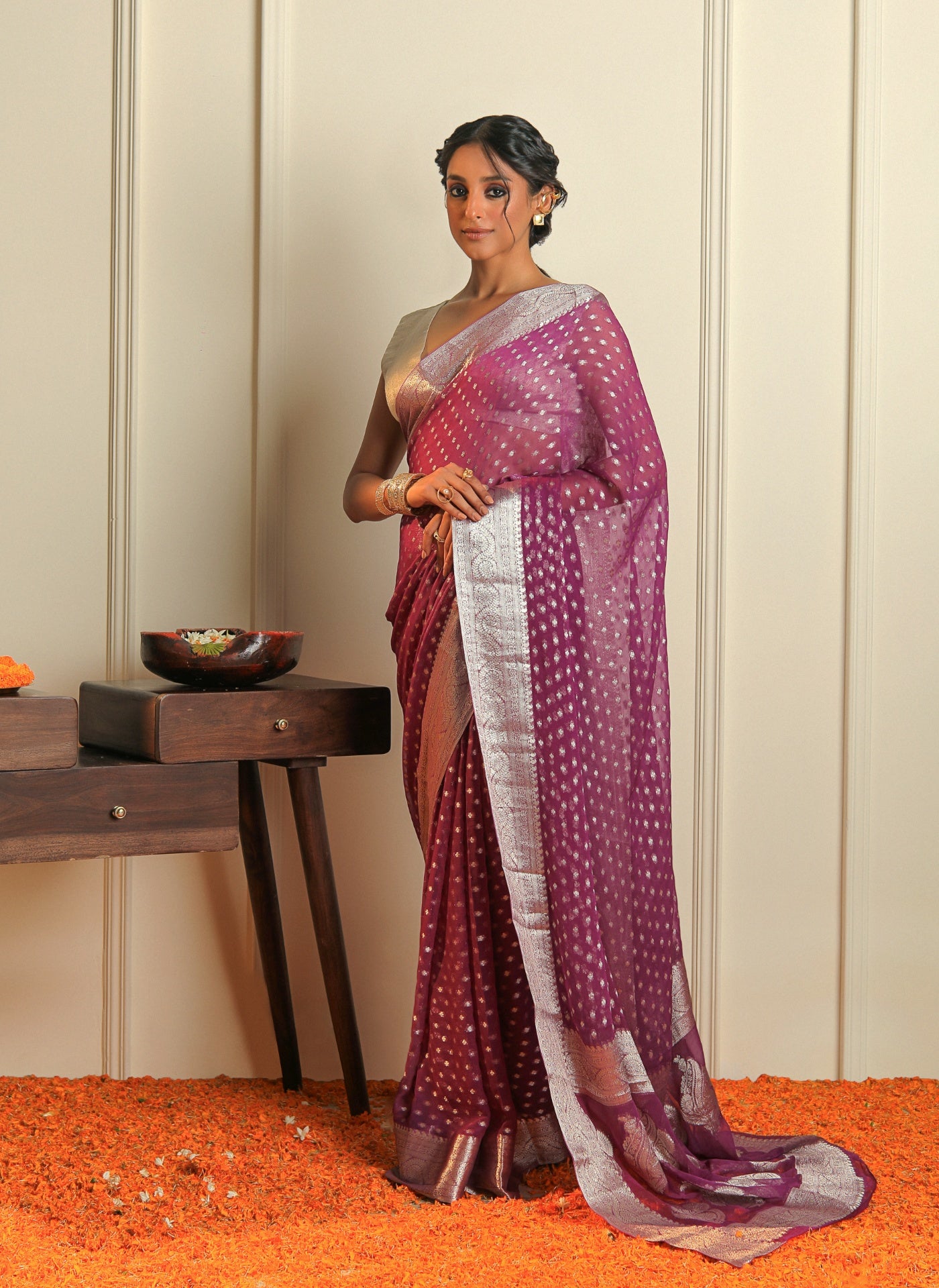 SHADMANI - PURPLE CHIFFON SAREE