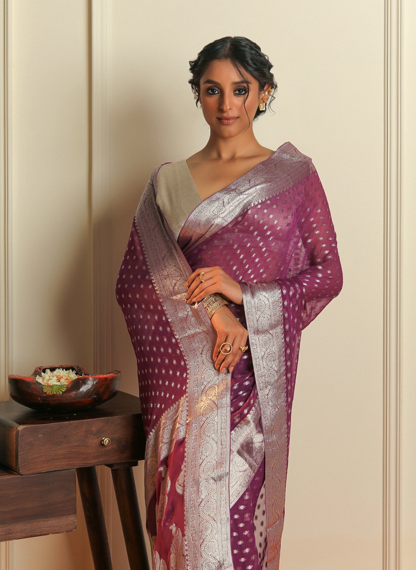 SHADMANI - PURPLE CHIFFON SAREE