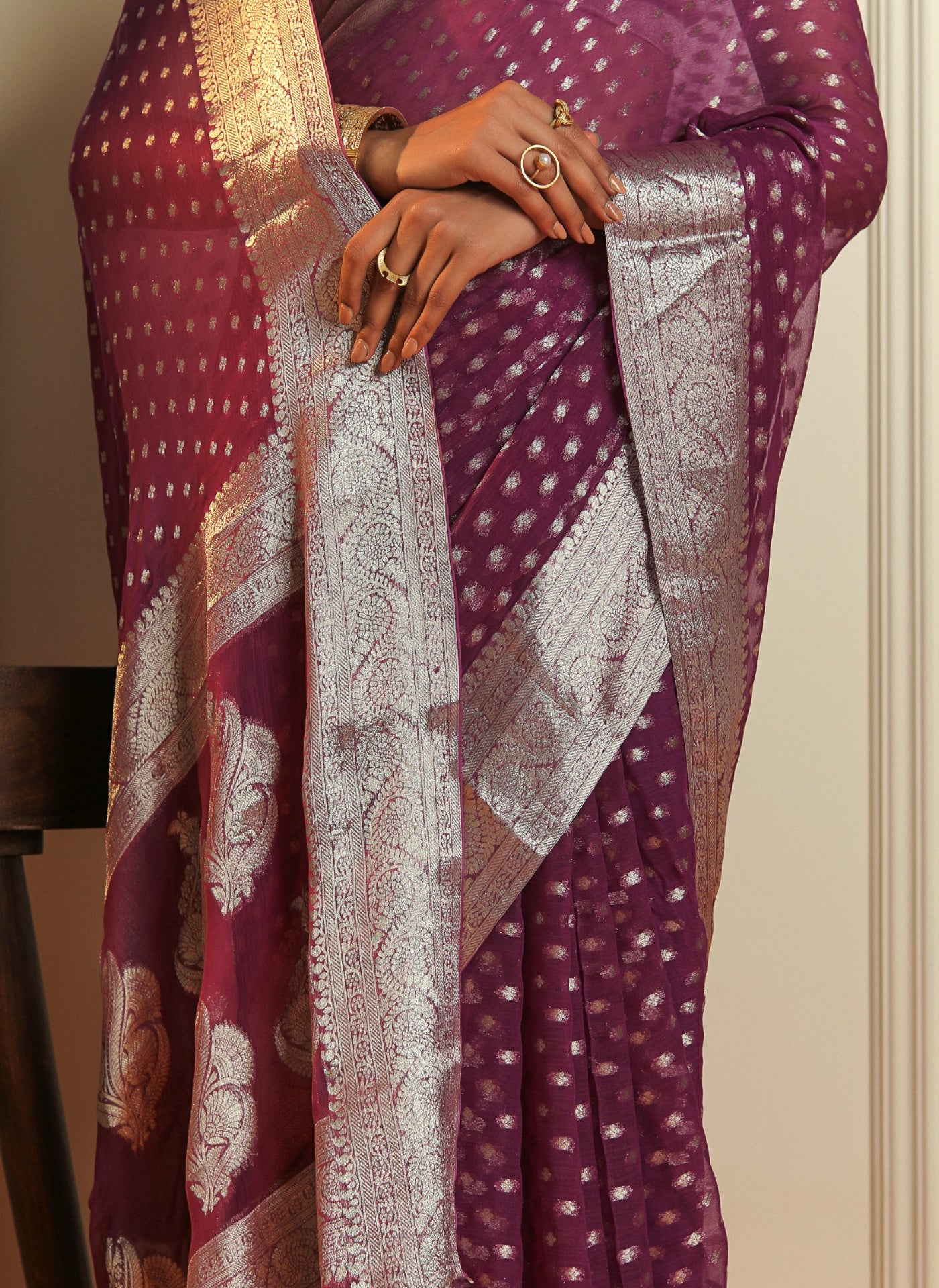 SHADMANI - PURPLE CHIFFON SAREE