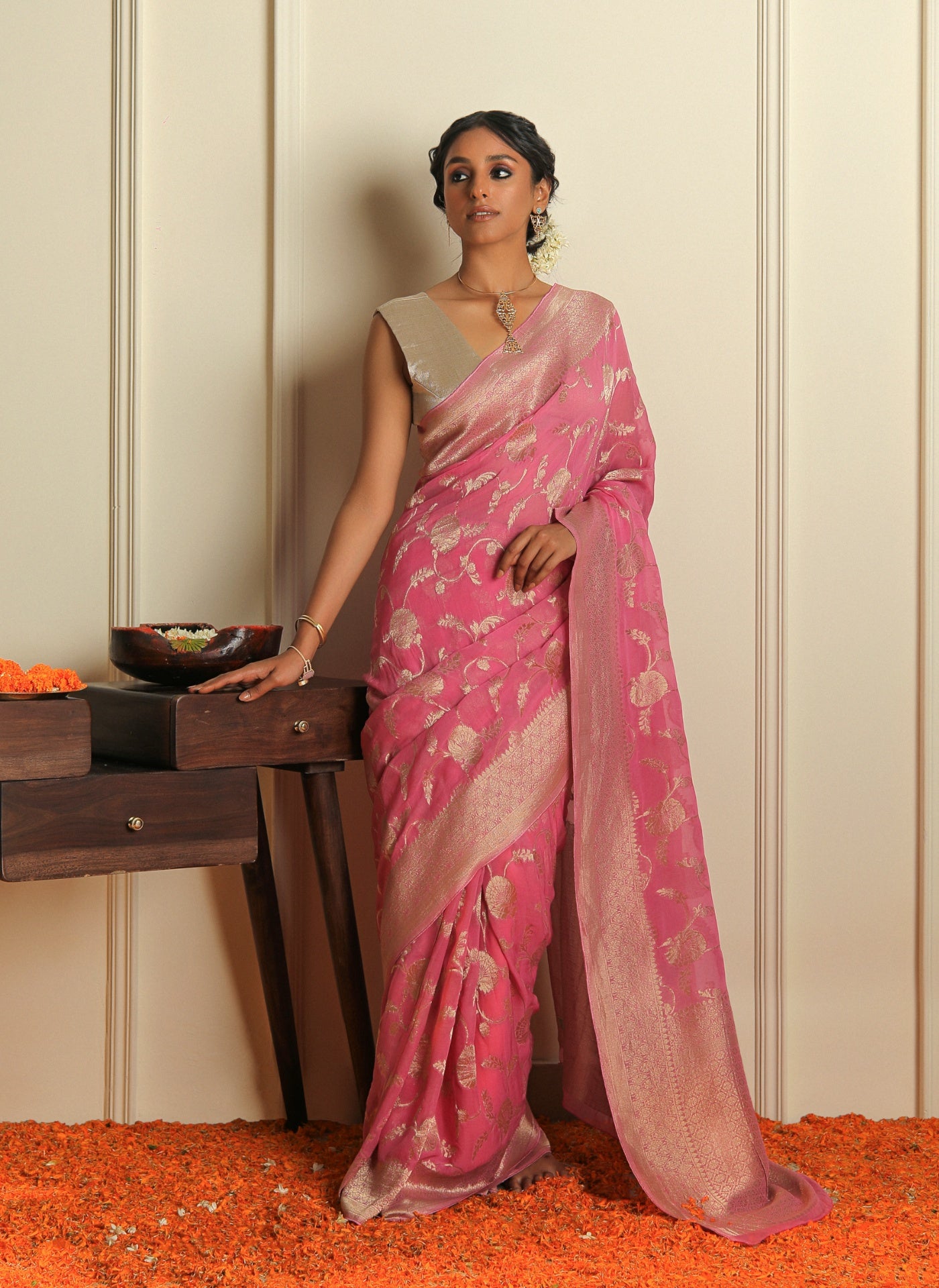 HAWA HAWAI - DUSTY PINK GEORGETTE SAREE