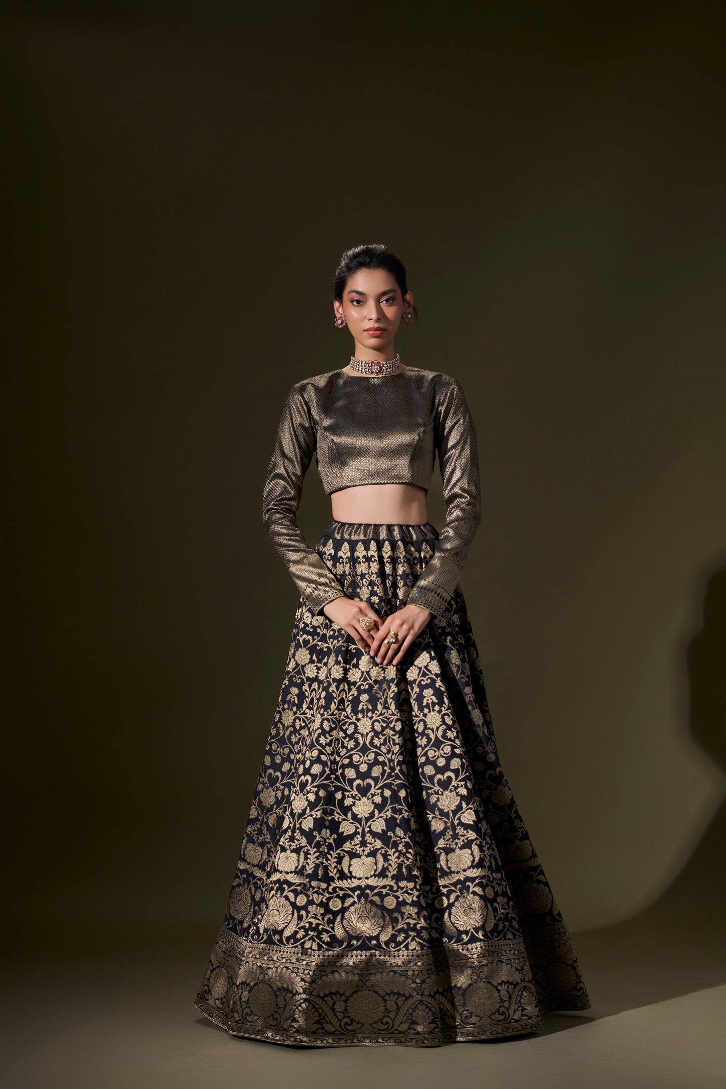 Black Brocade Skirt And Top