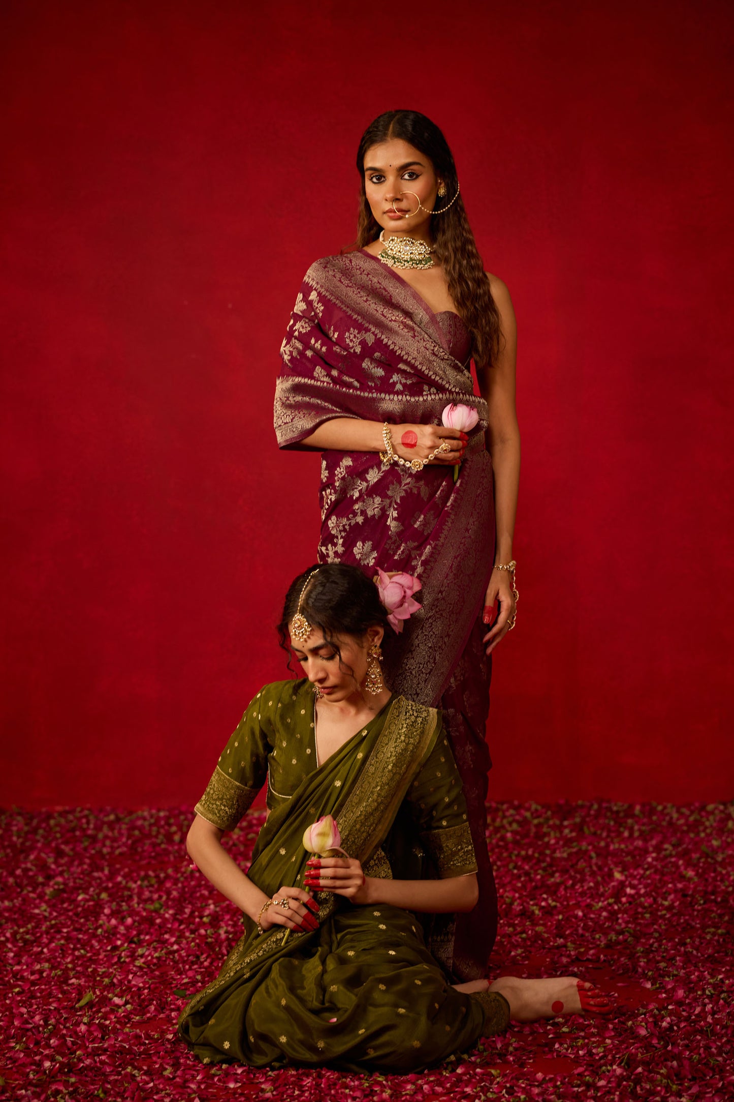 Wine Viscose Saree with All-Over Silver Zari Work