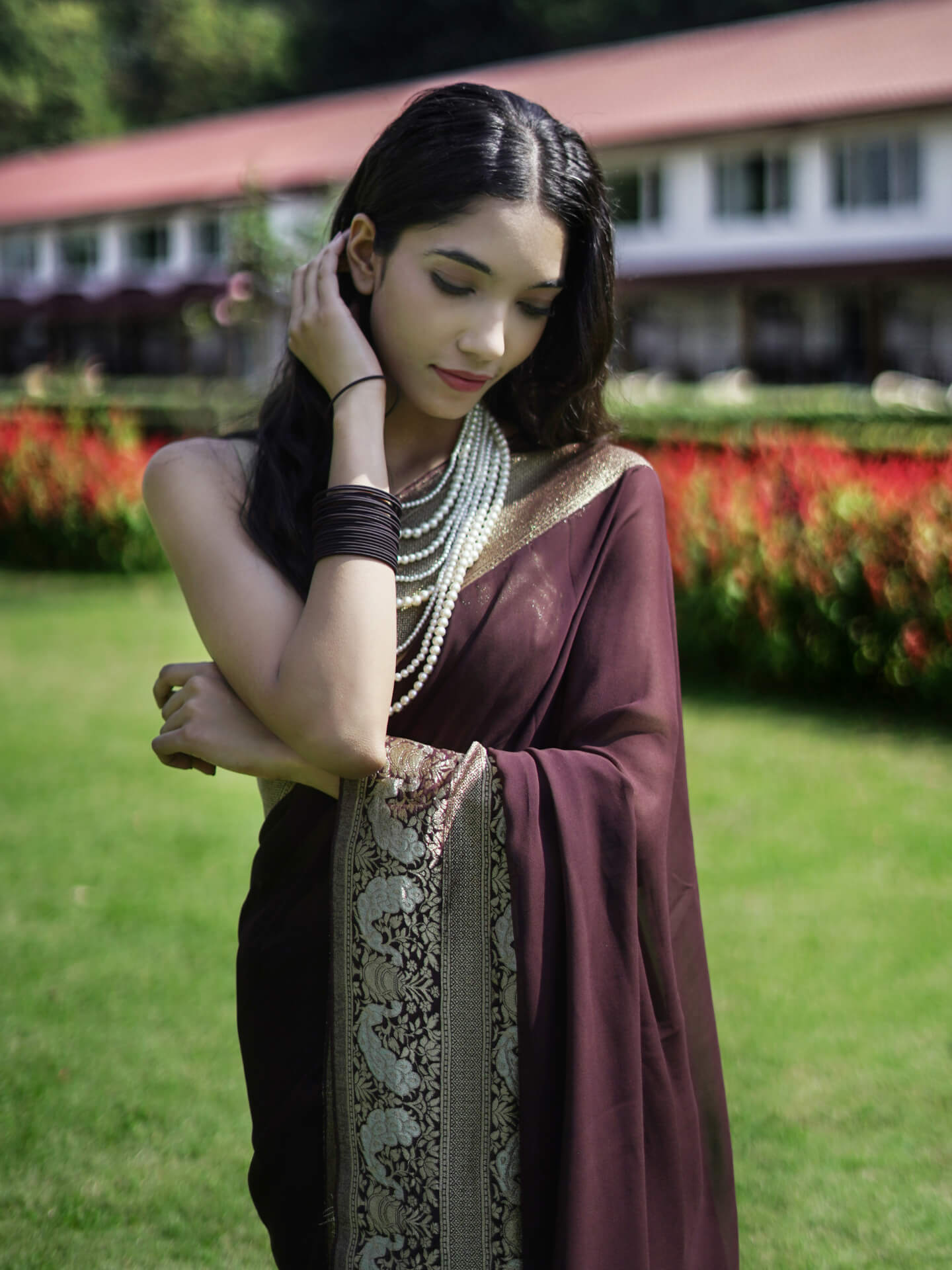 AKIRA - WINE VISCOSE PLAIN SAREE WITH DOUBLE BORDER