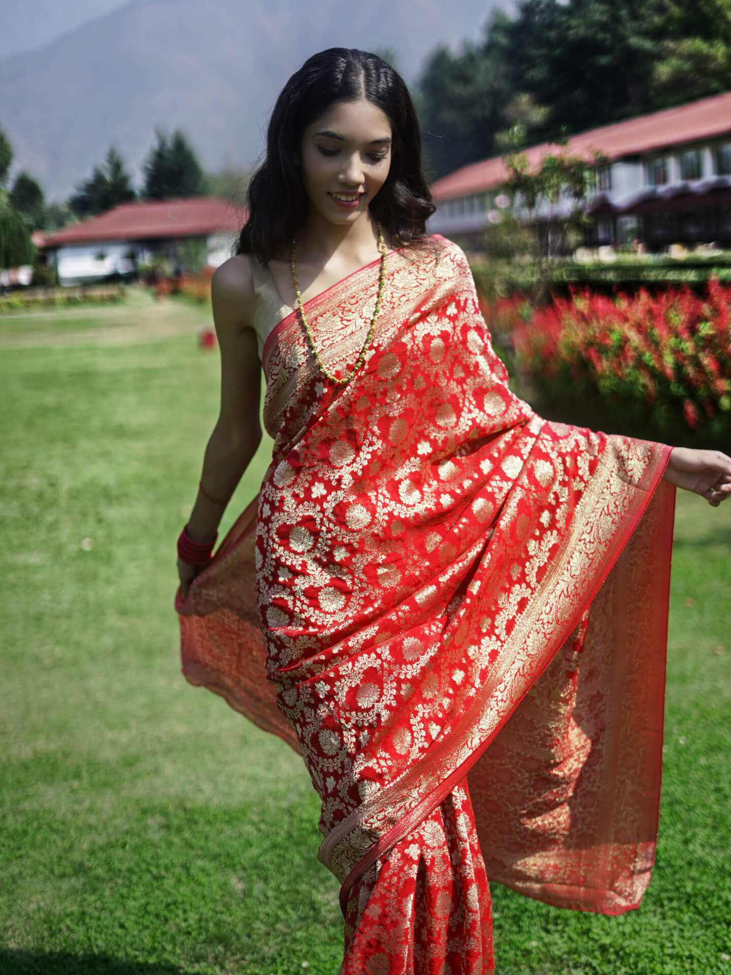 NAINA - DEEP RED DESIGNER VISCOSE SAREE