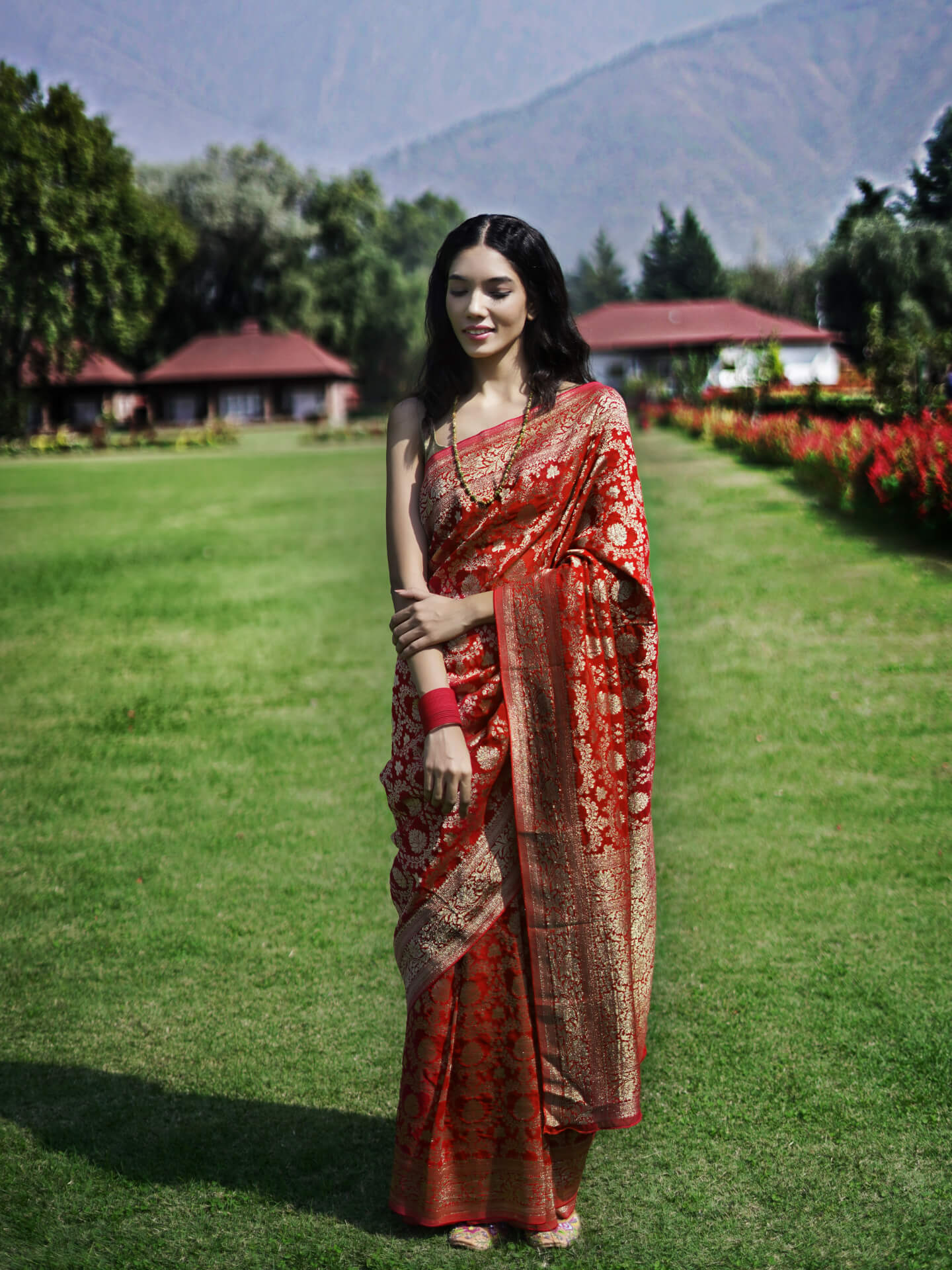 NAINA - DEEP RED DESIGNER VISCOSE SAREE
