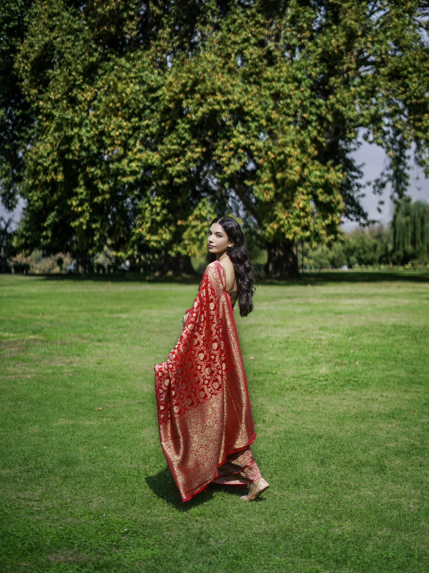 NAINA - DEEP RED DESIGNER VISCOSE SAREE