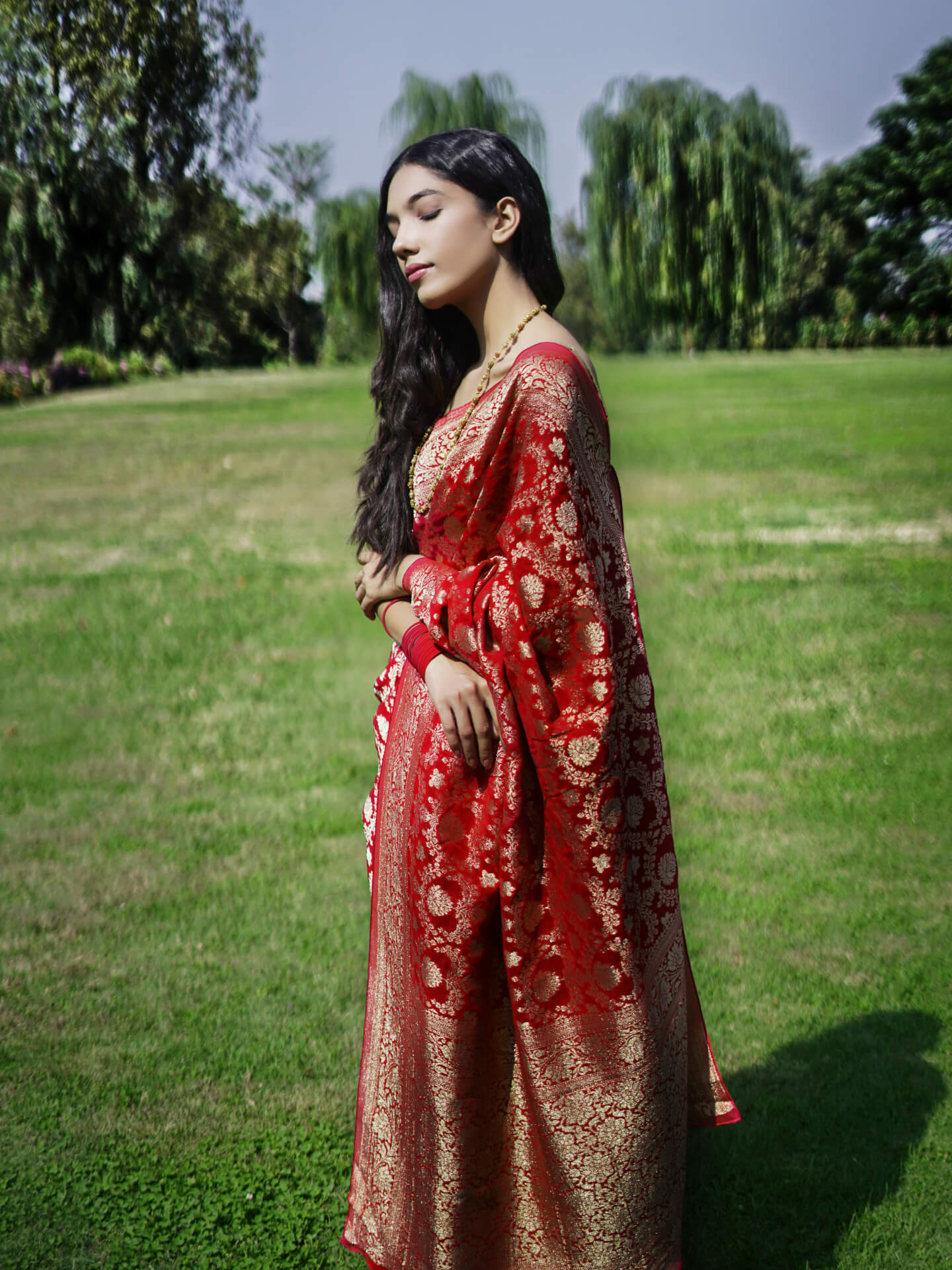 NAINA - DEEP RED DESIGNER VISCOSE SAREE