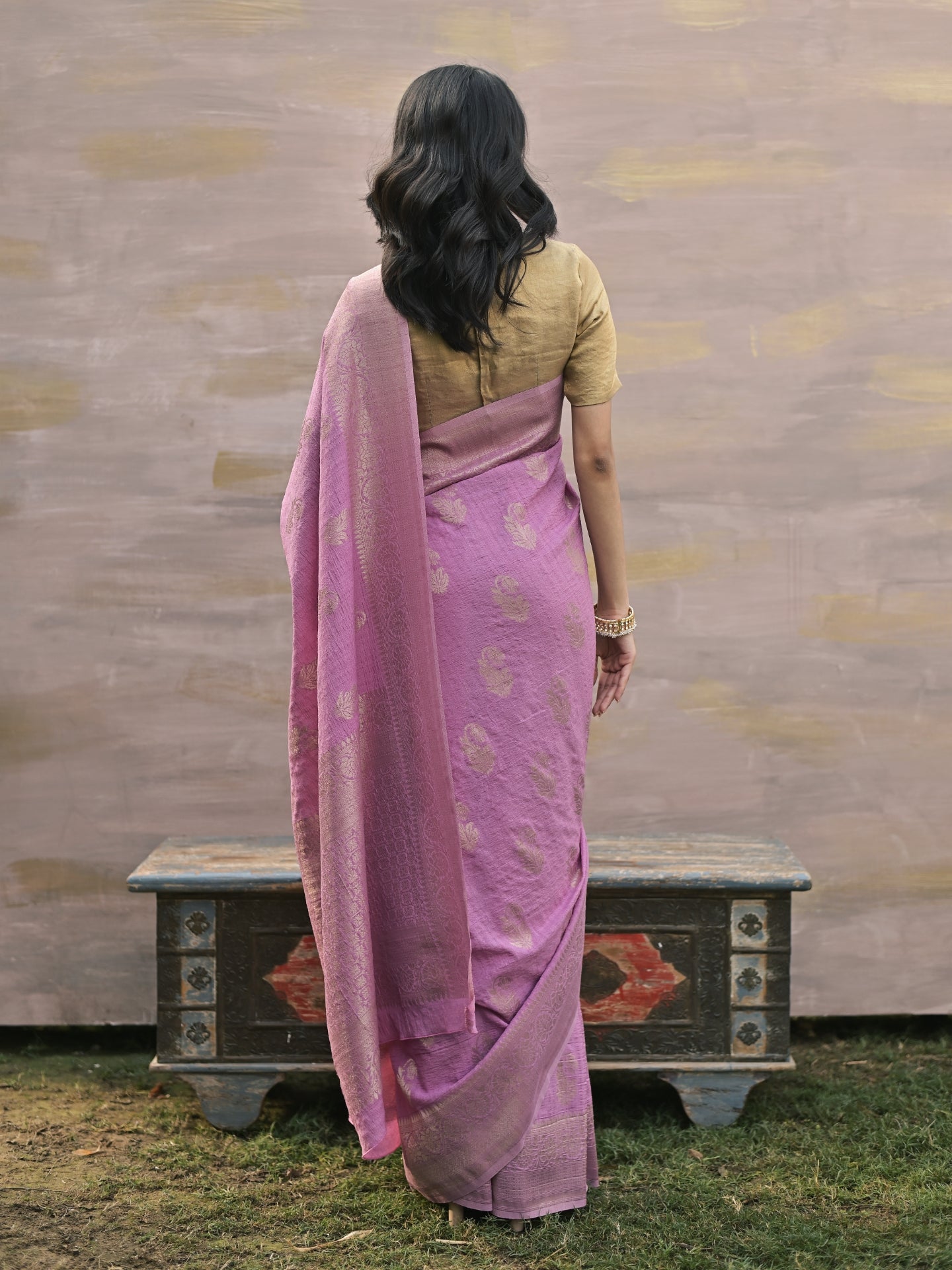 AGRIMA - LAVENDAR VISCOSE SAREE WITH OVERALL BUTTA
