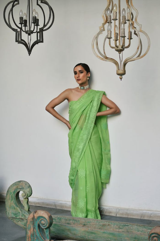 Organza Embroided Saree - Adah