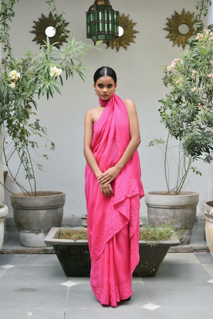 ORGANZA EMBROIDED SAREE - AAMANI
