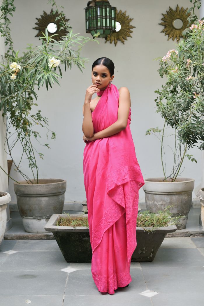 ORGANZA EMBROIDED SAREE - AAMANI
