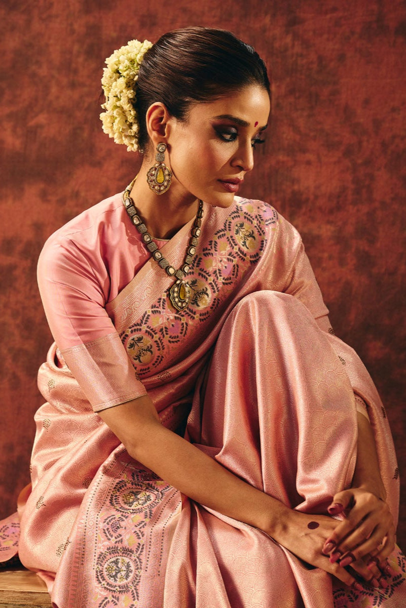 Blush Royale Jacquard Saree