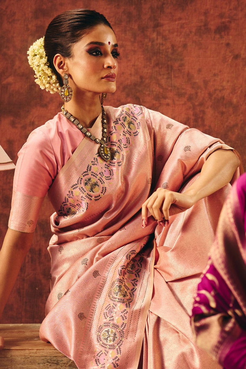 Blush Royale Jacquard Saree
