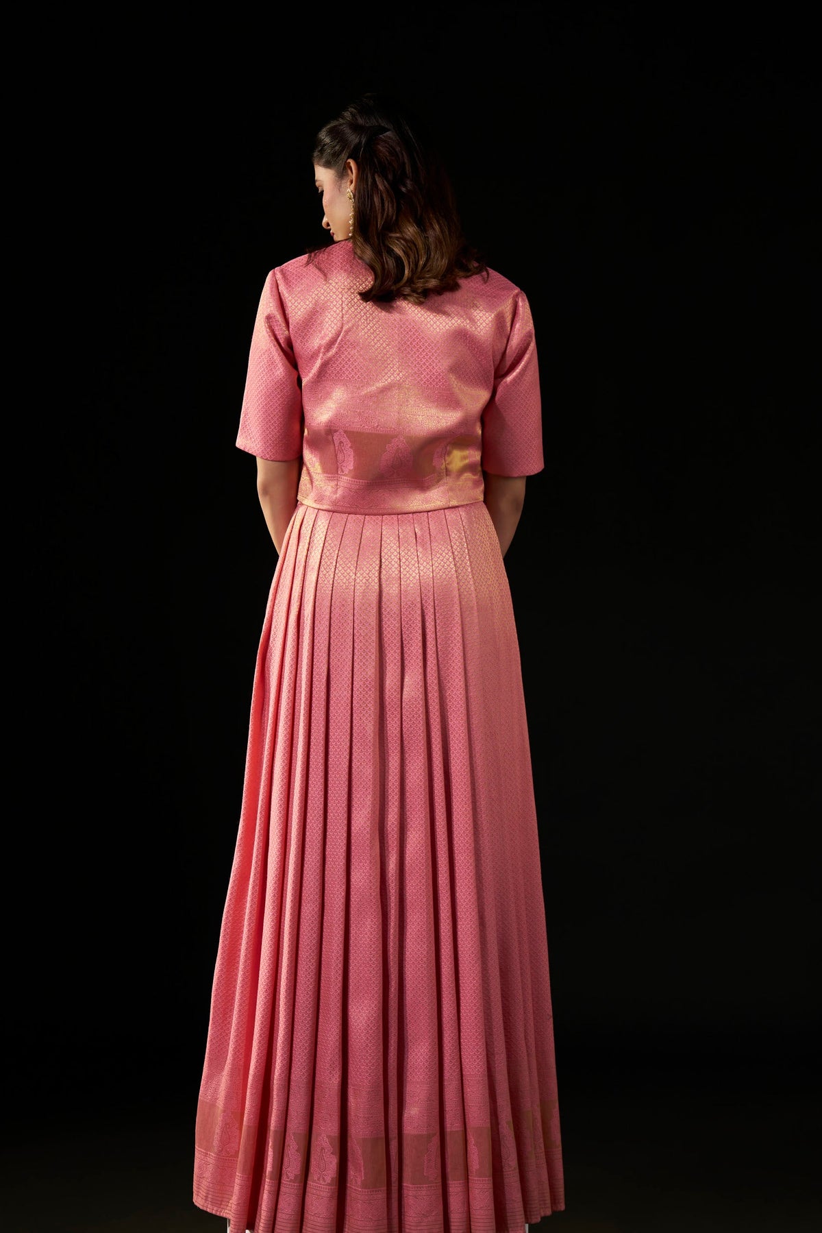 Blush Pink Brocade Kanjipattu Skirt