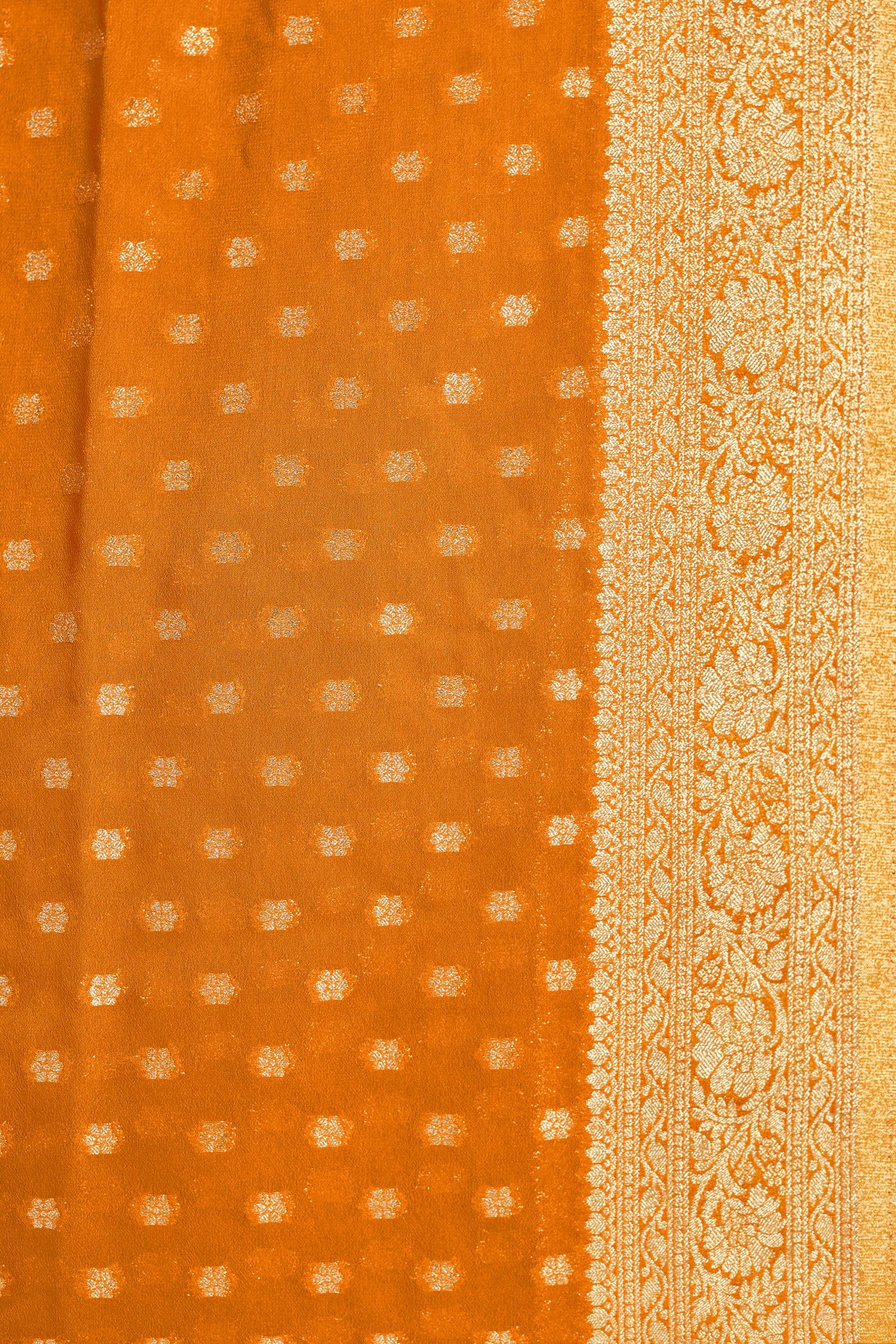 Yellow Georgette Brocade Saree