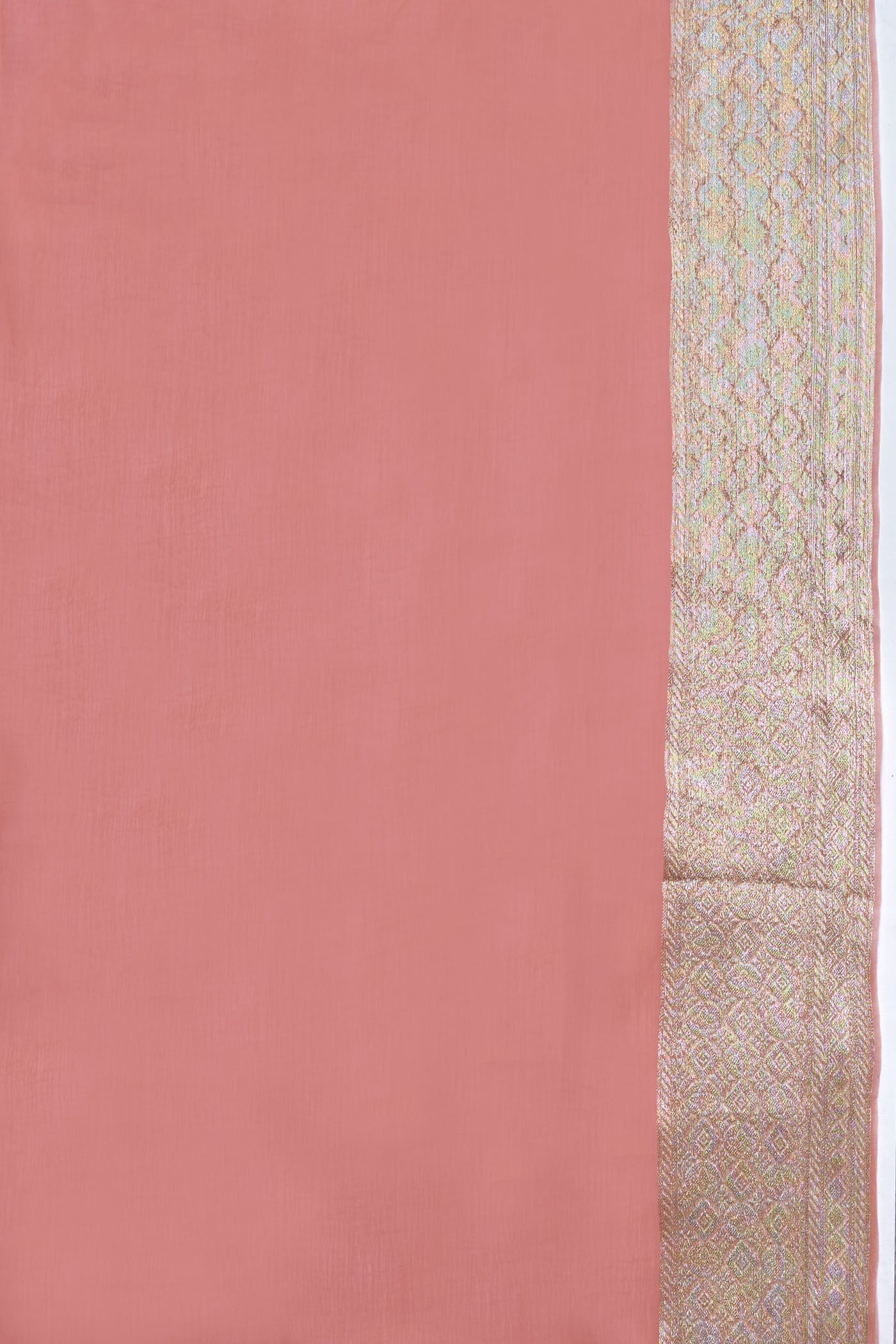 Pink Geometrical Chiffon Saree With Border
