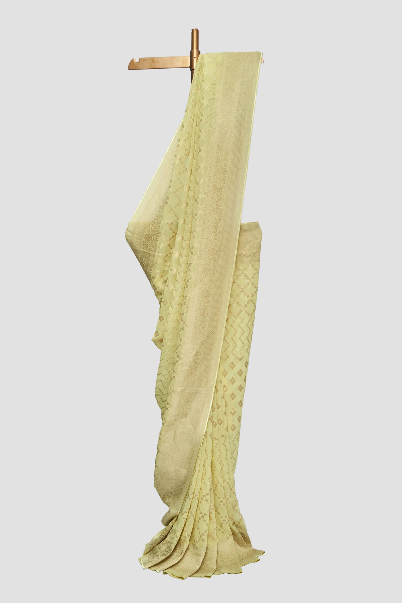 Georgette Brocade Saree With Chowkdi Motif