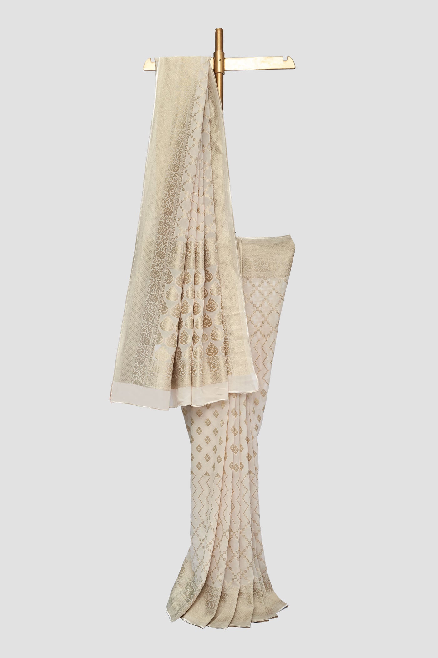 Yellow Geometric Pattern Georgette Saree