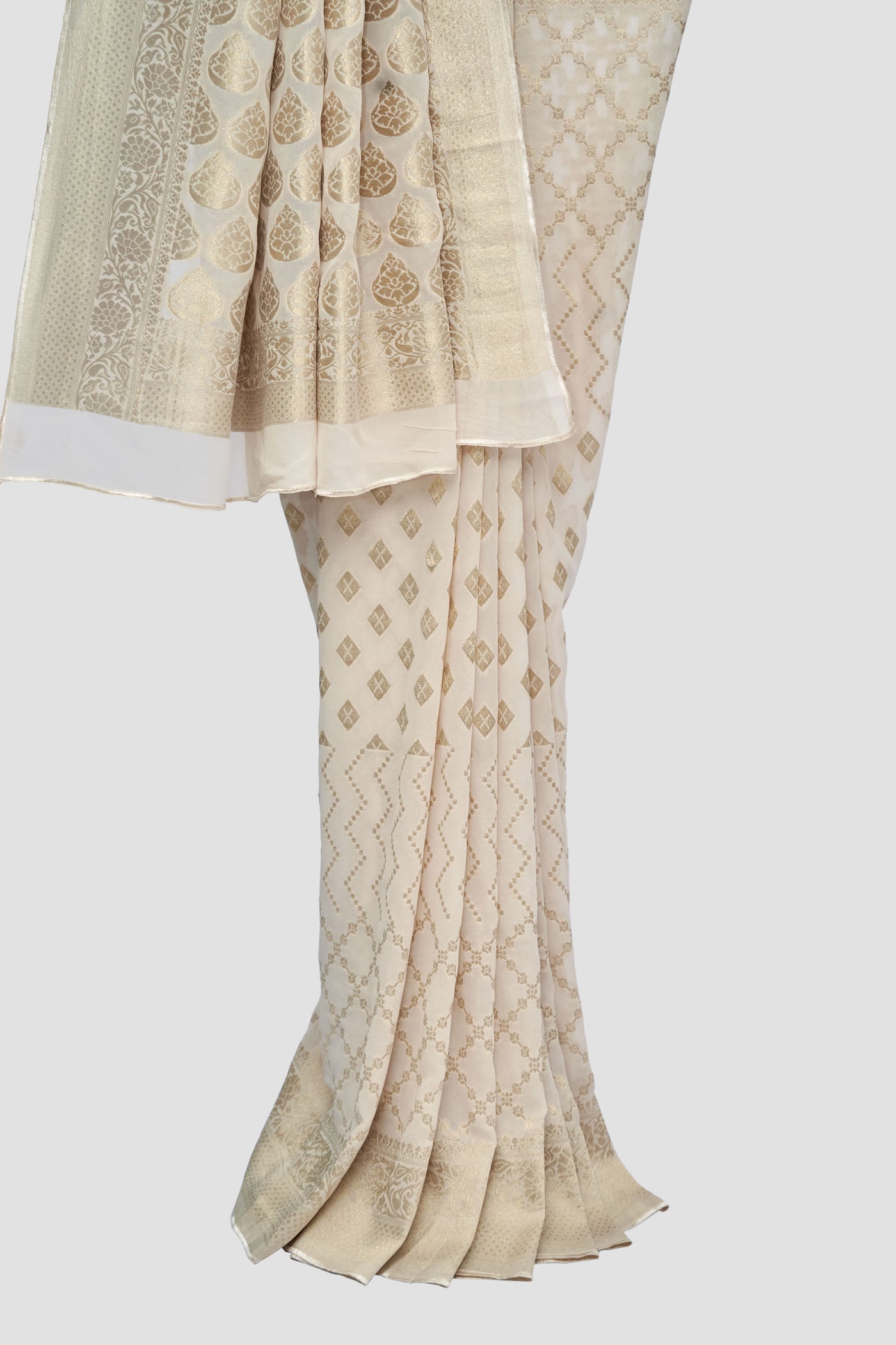 Yellow Geometric Pattern Georgette Saree