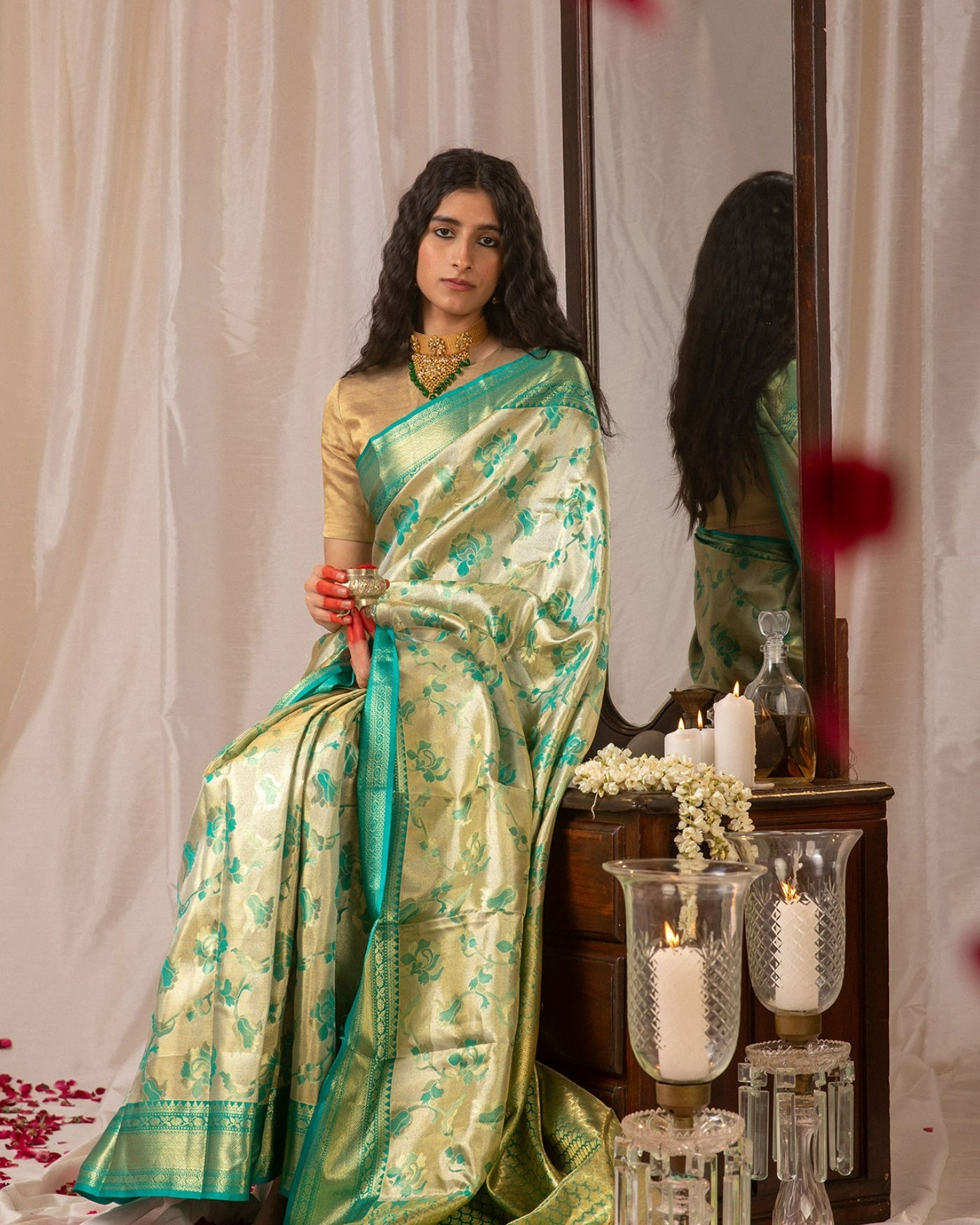 Silk Tissue Saree - Sindoor