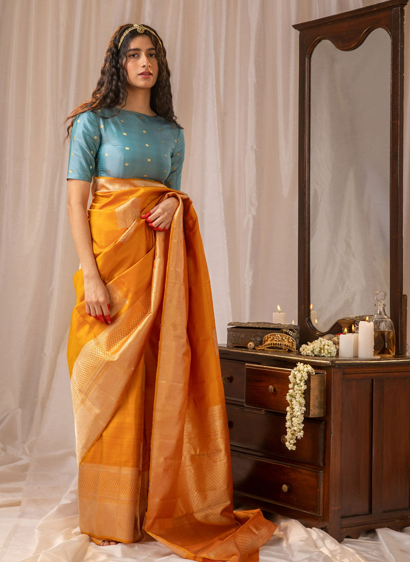 orange Kanchipuram silk