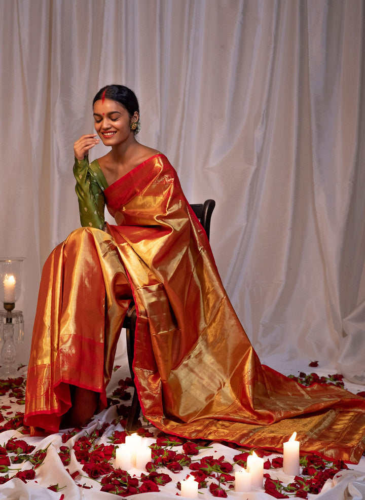 Red Silk Tissue Saree