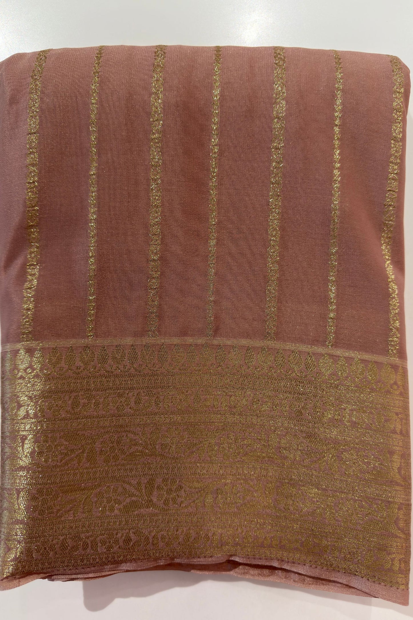 Navy blue crepe saree with stripes