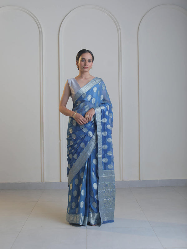 ANANYA - BLUE CHIFFON SAREE