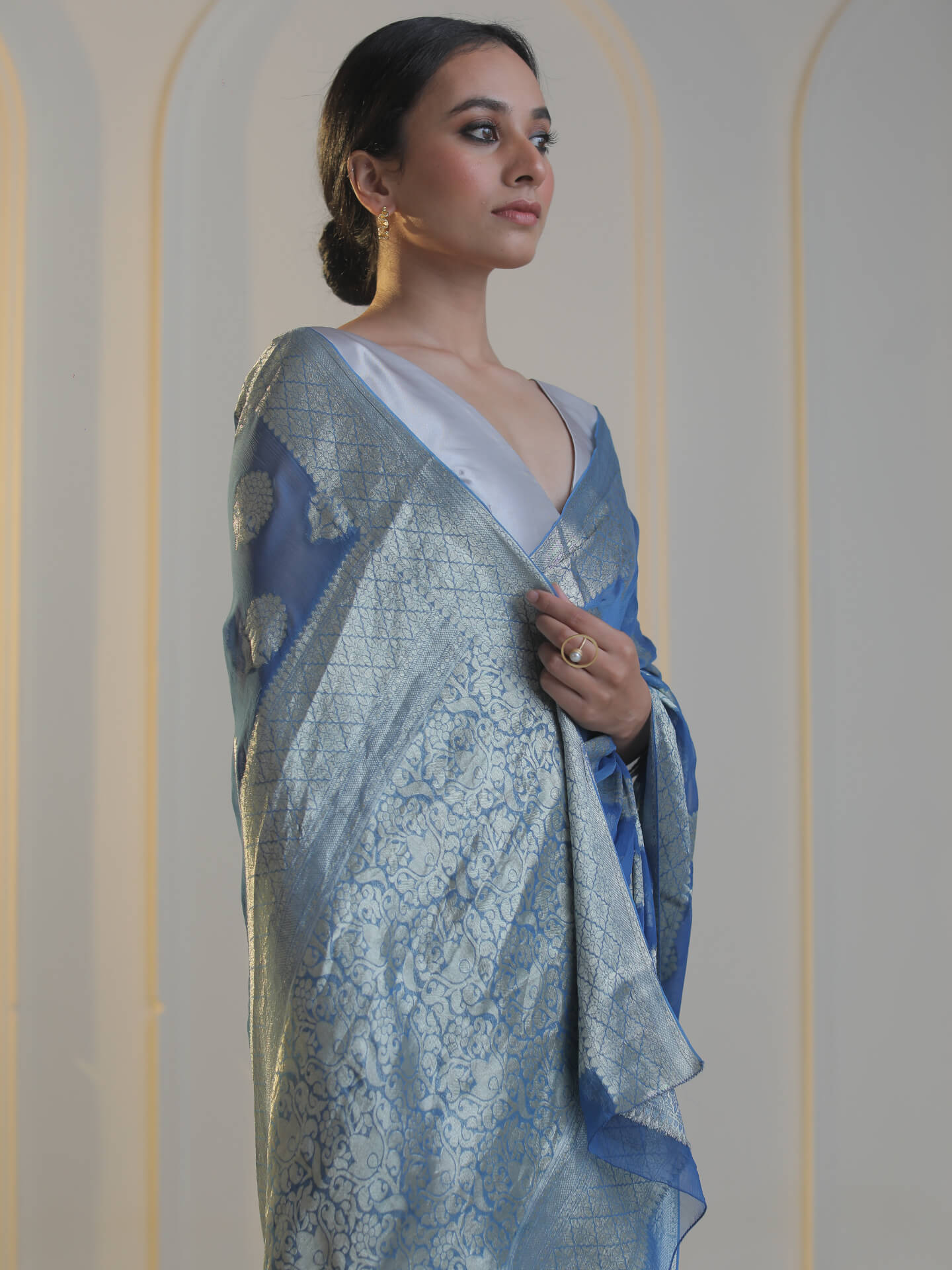 ANANYA - BLUE CHIFFON SAREE