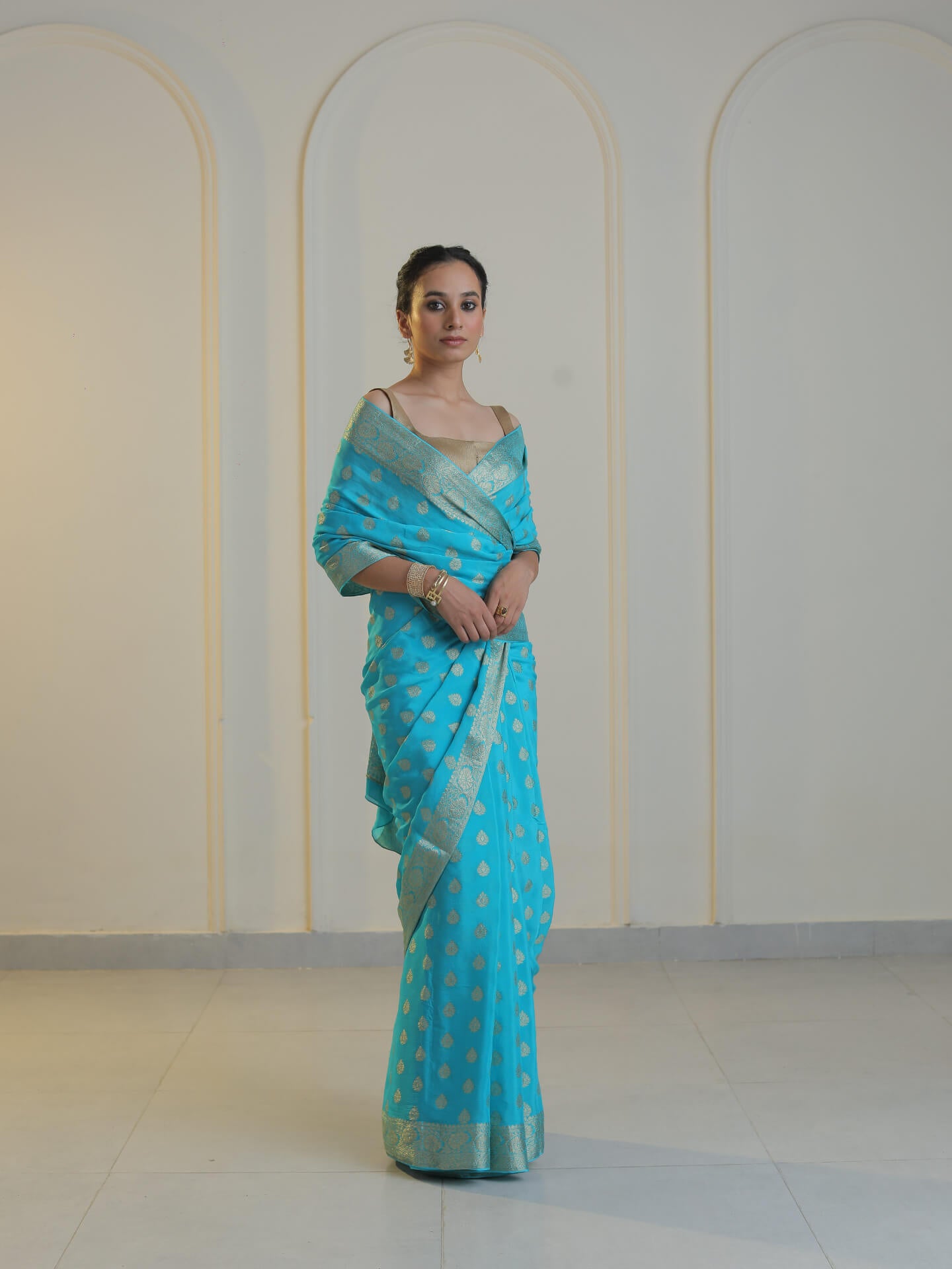 SAFAR- SKY BLUE CHIFFON SAREE