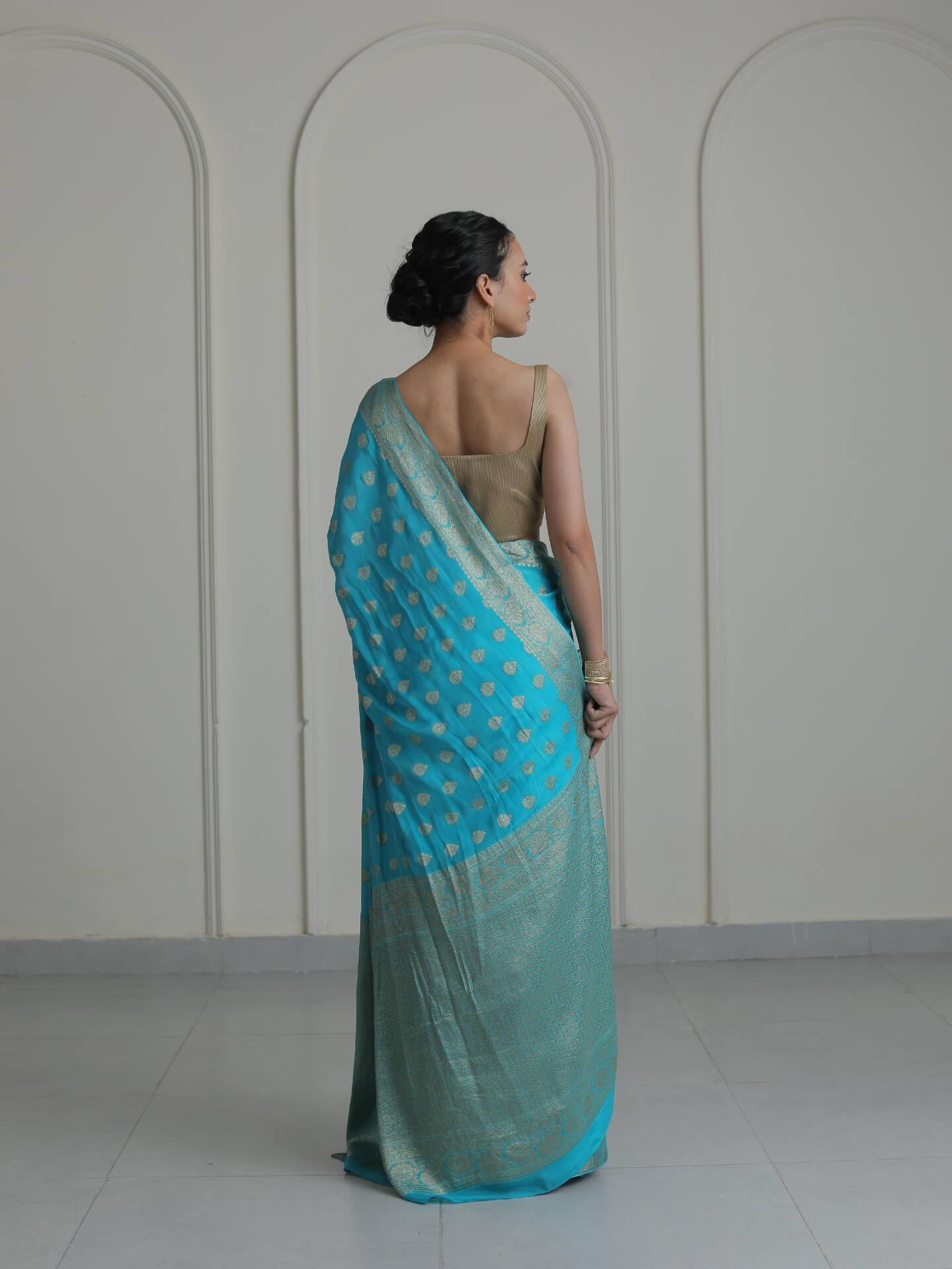 SAFAR- SKY BLUE CHIFFON SAREE