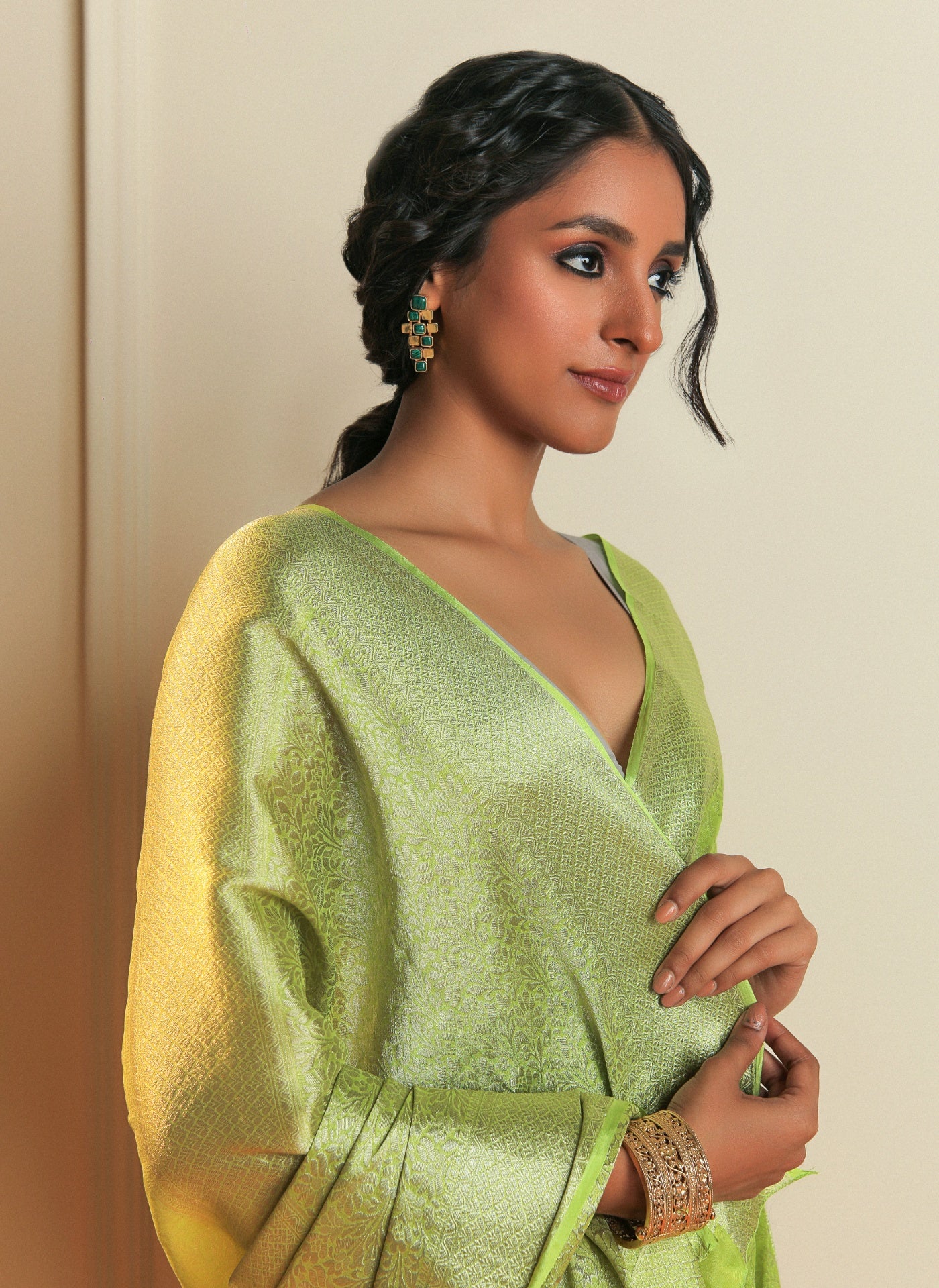 RIMJHIM - LIGHT GREEN SATIN CREPE SAREE