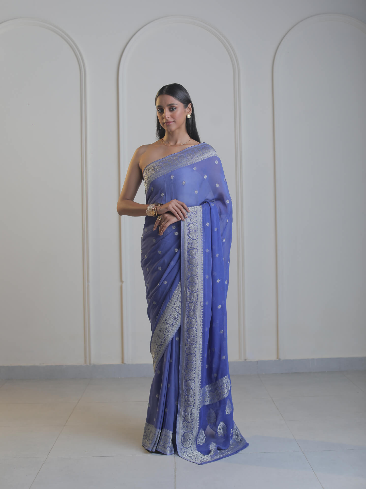SARANG- BLUE SATIN SAREE