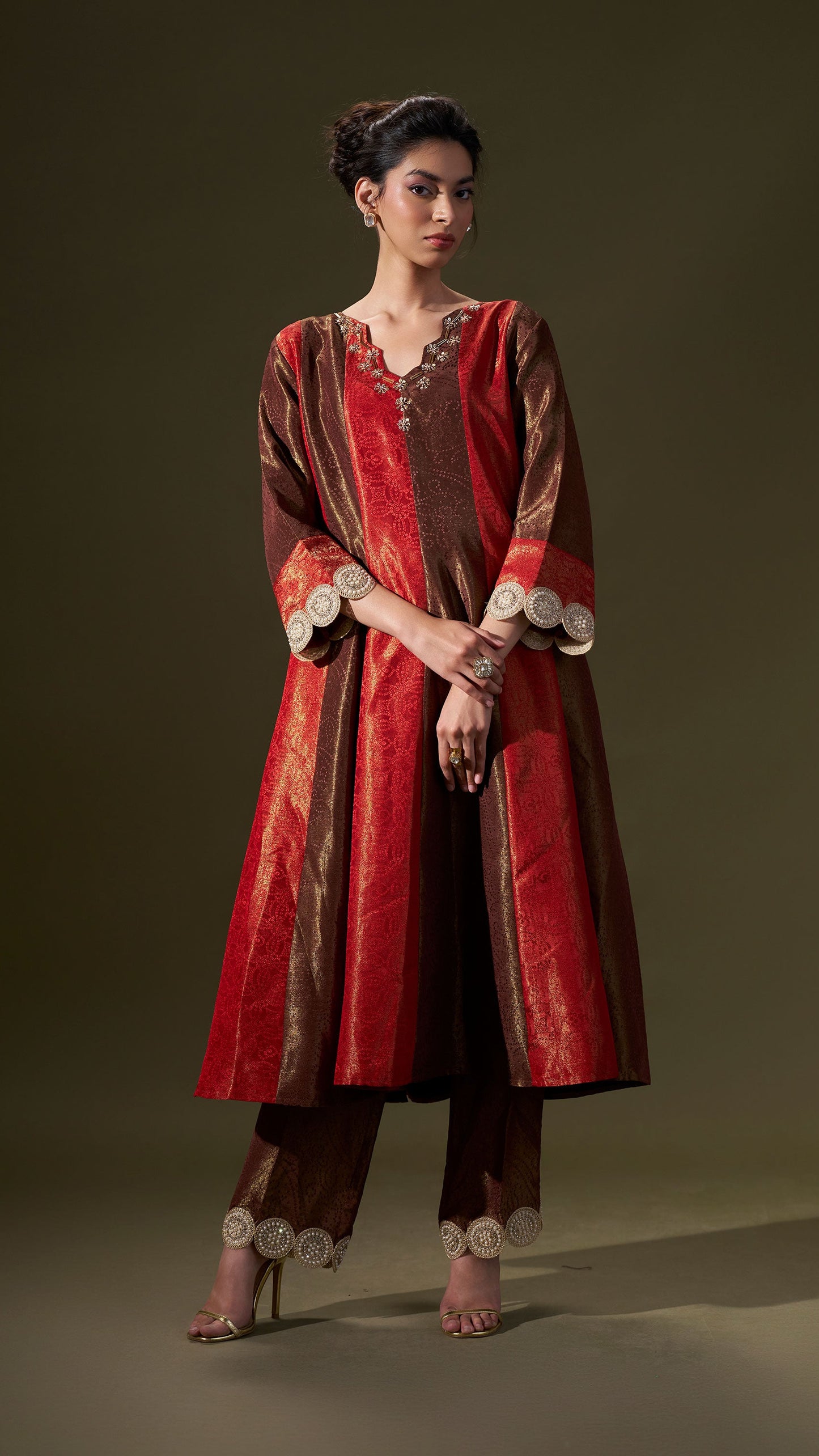 Red And Brown A-line Dress