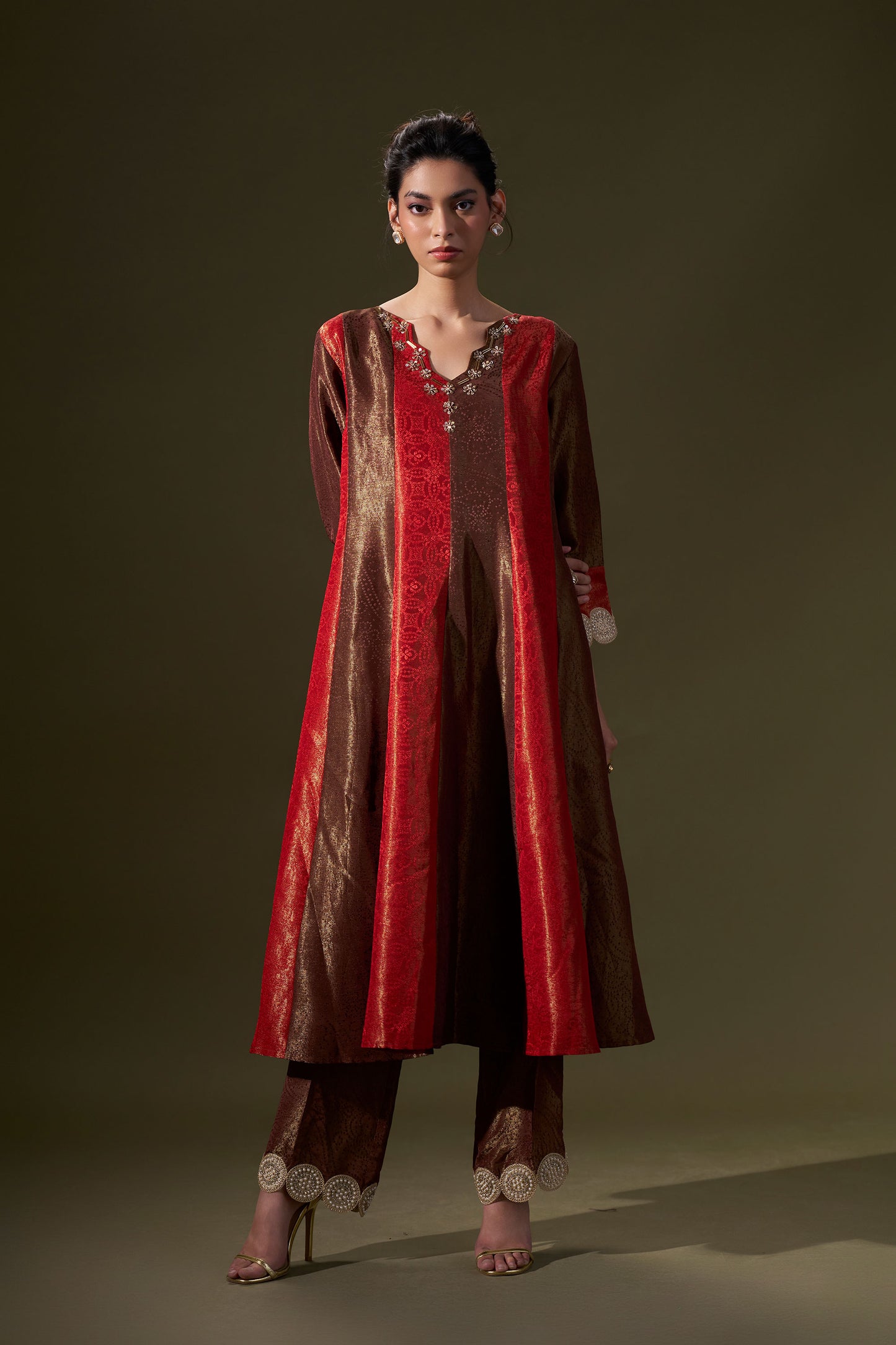 Red And Brown A-line Dress