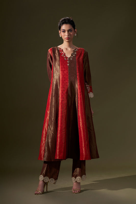 Red And Brown A-line Dress