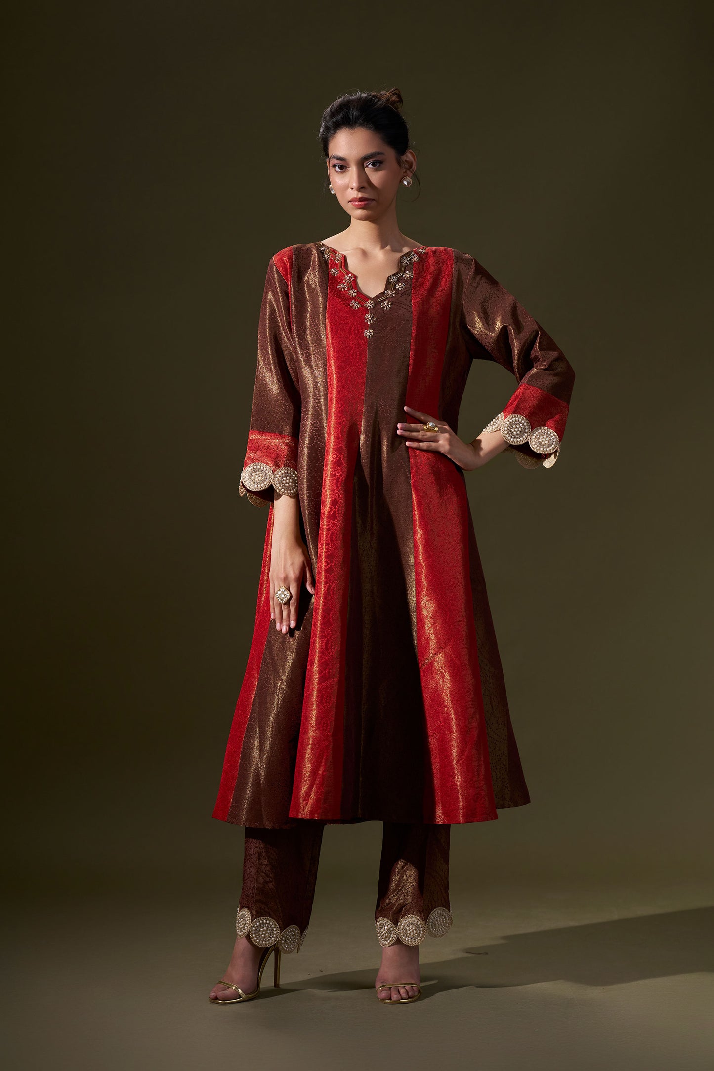 Red And Brown A-line Dress