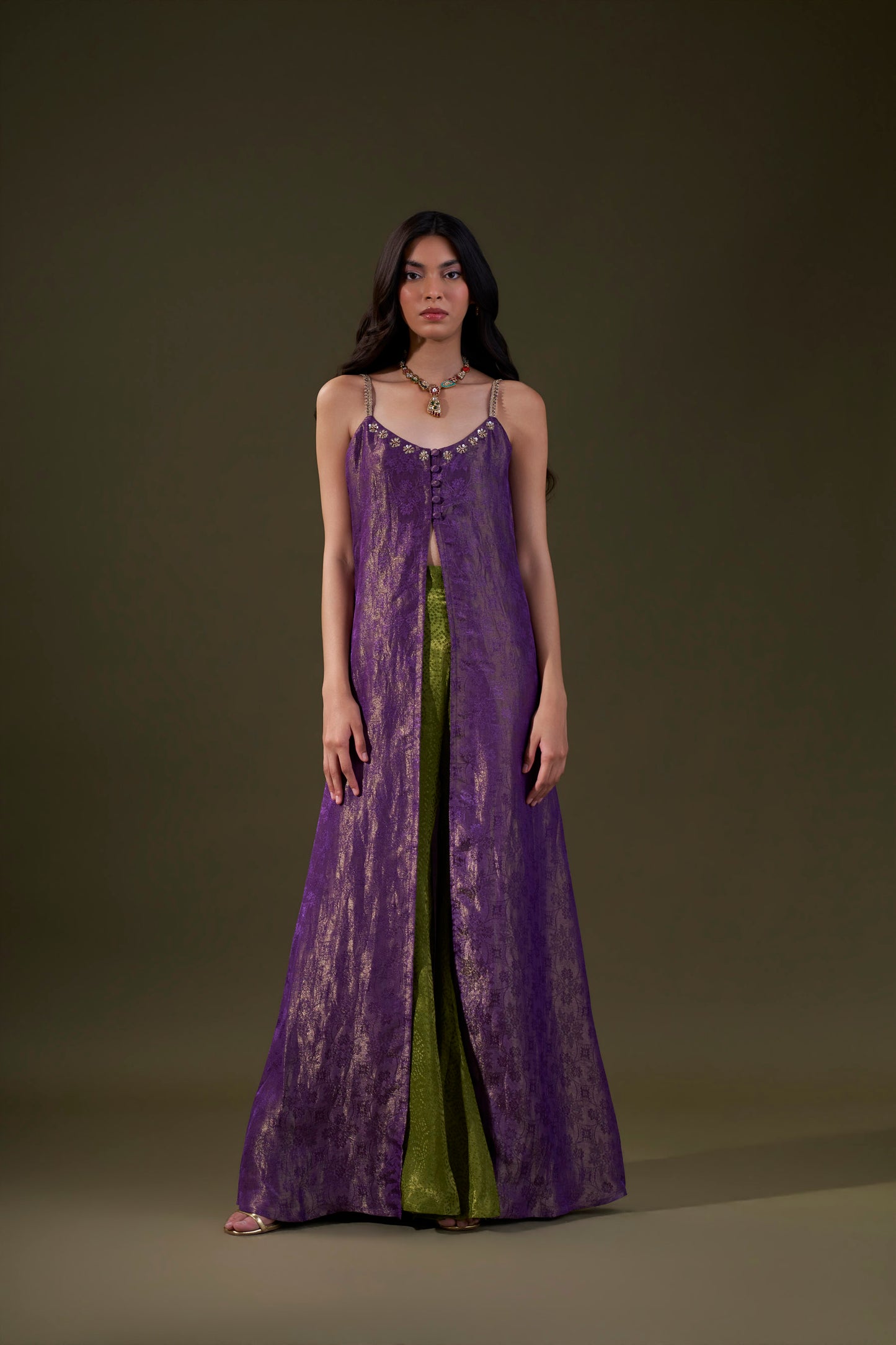 Purple And Green Co-ord Set