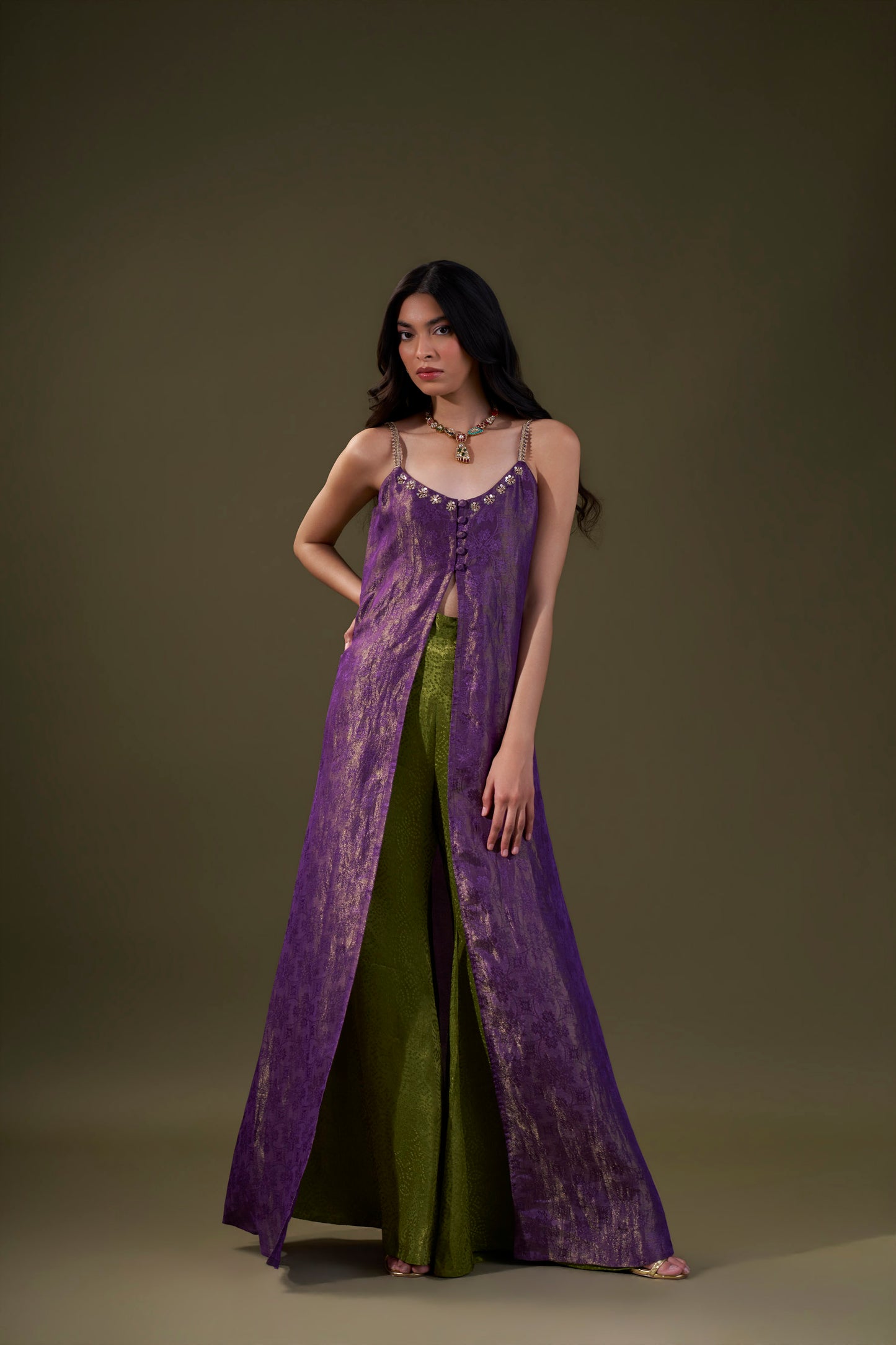 Purple And Green Co-ord Set