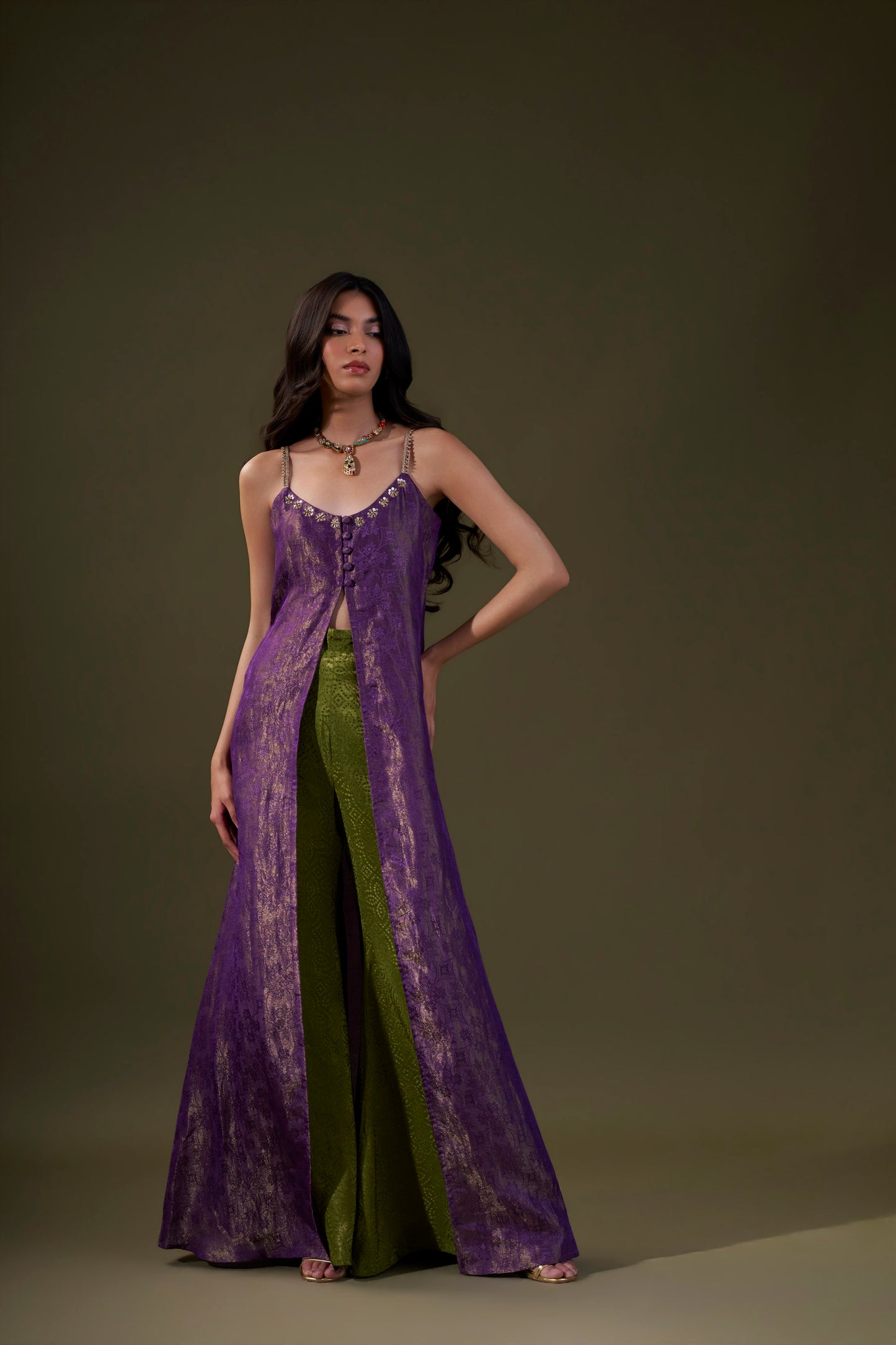 Purple And Green Co-ord Set