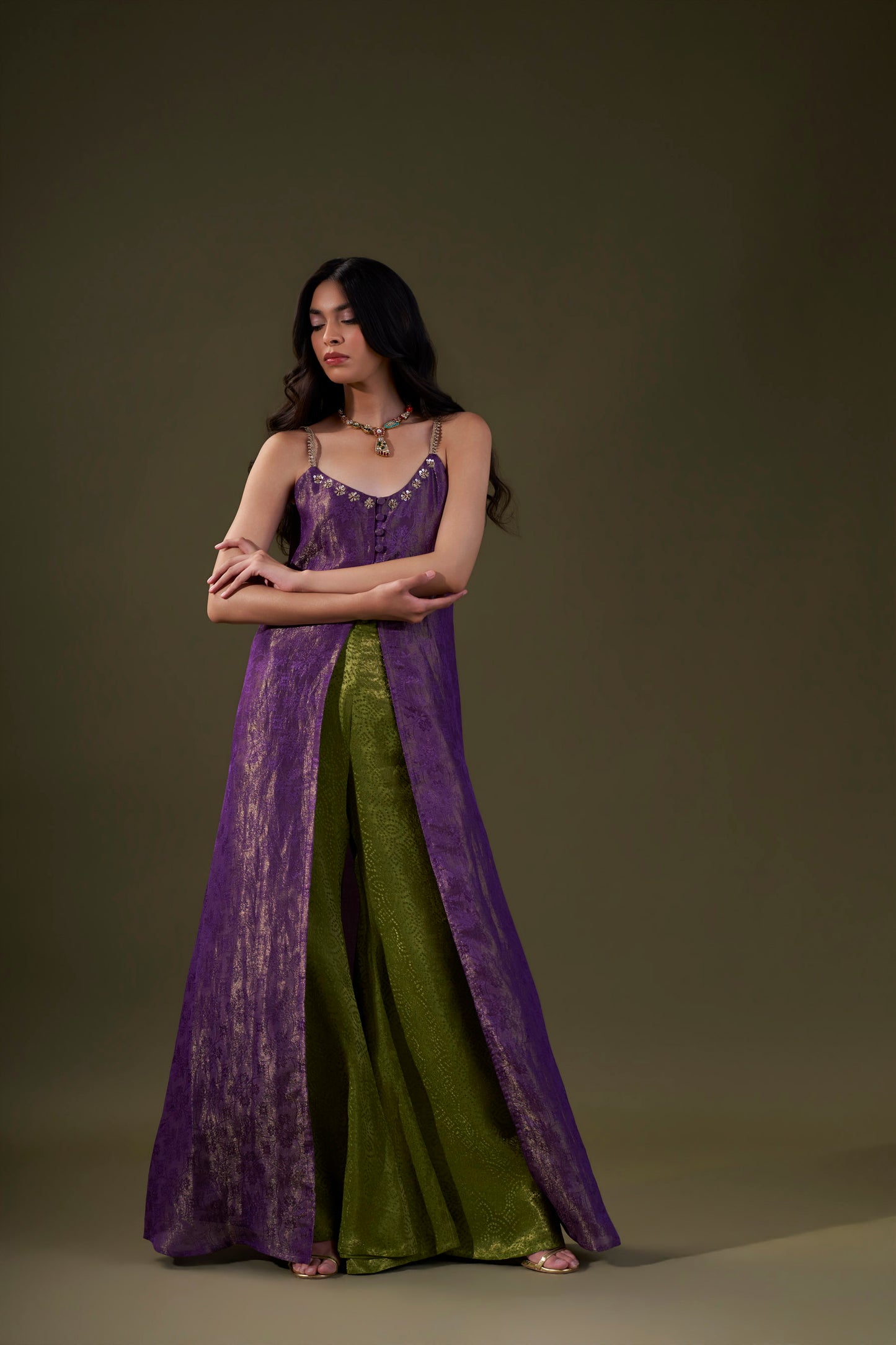 Purple And Green Co-ord Set